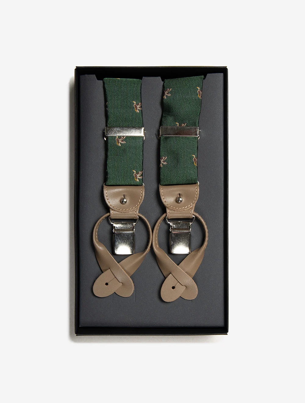 Silk Braces Clips And Buttons Green Duck - Image 2