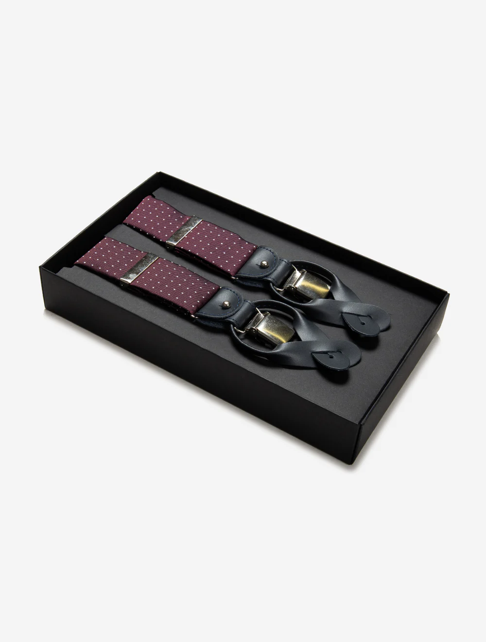 Silk Braces Clips And Buttons Wine Dot