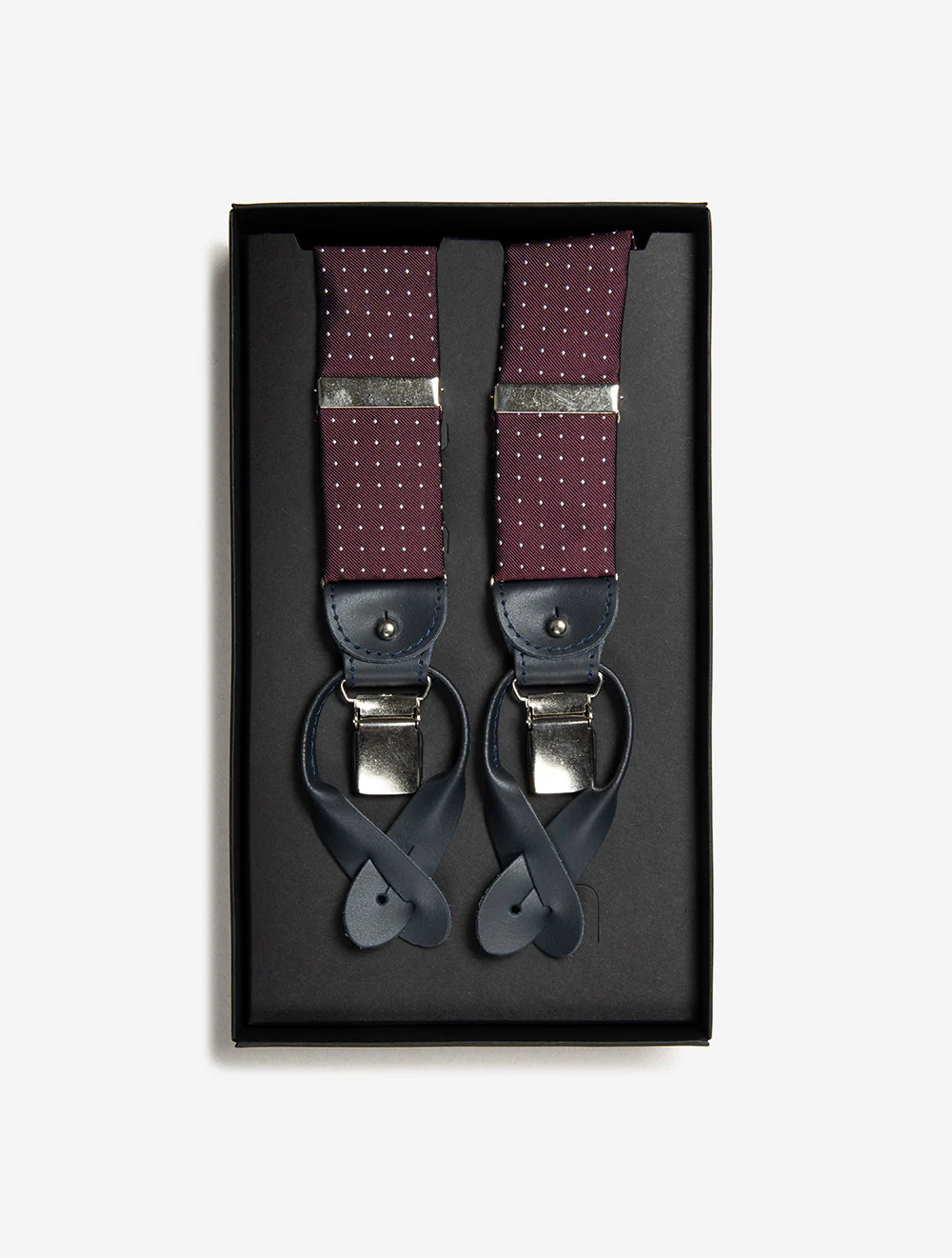 Silk Braces Clips And Buttons Wine Dot - Image 2