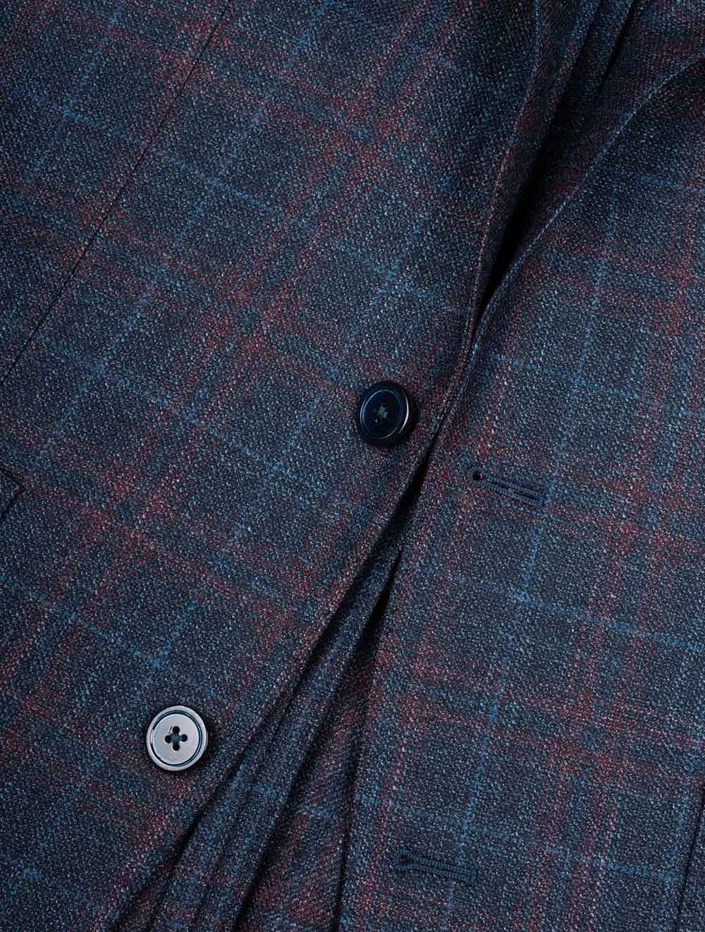 Red/Blue Subtle Check Sports Jacket Navy - Image 3