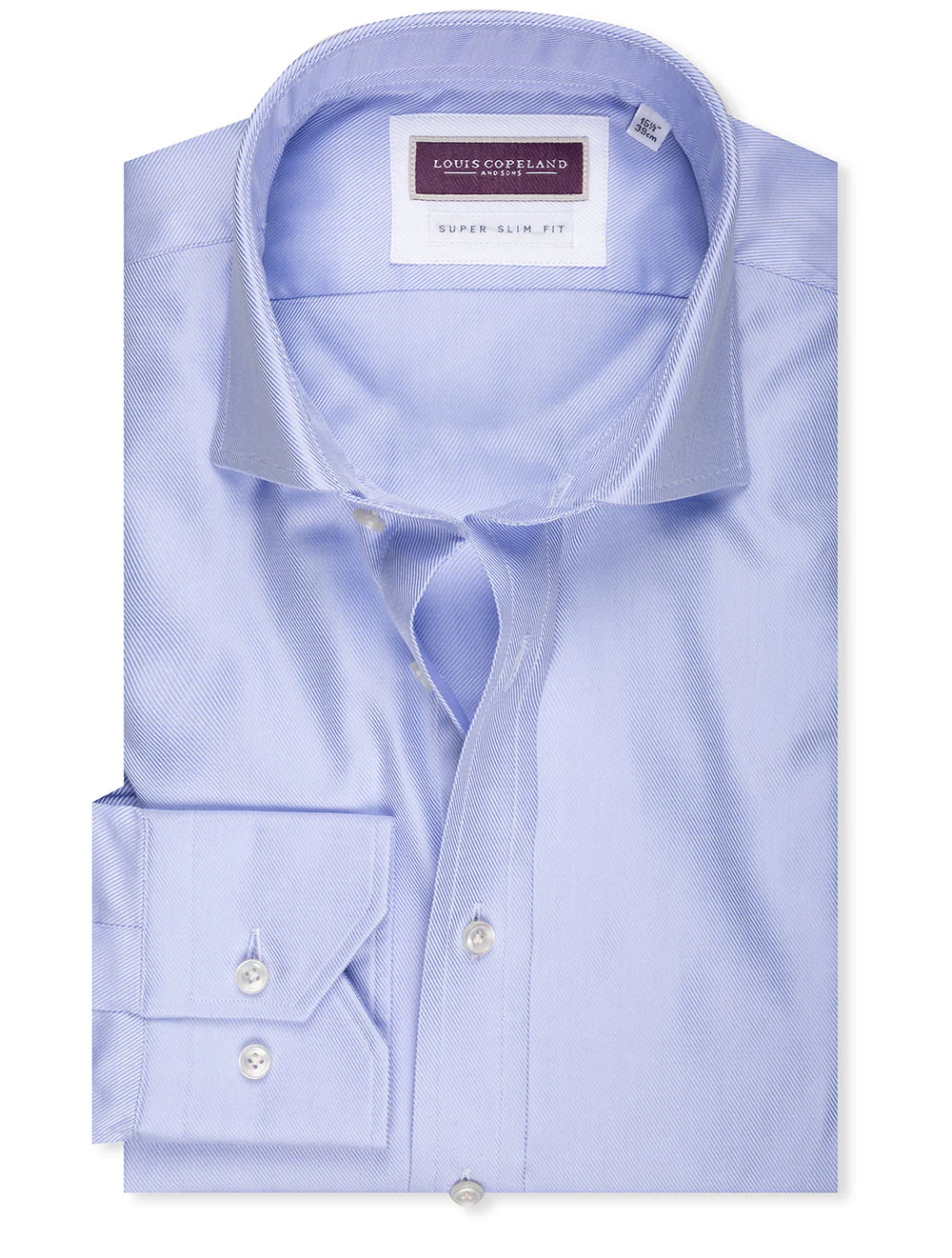Superslim Fit Thomas Mason Twill Single Cuff Blue