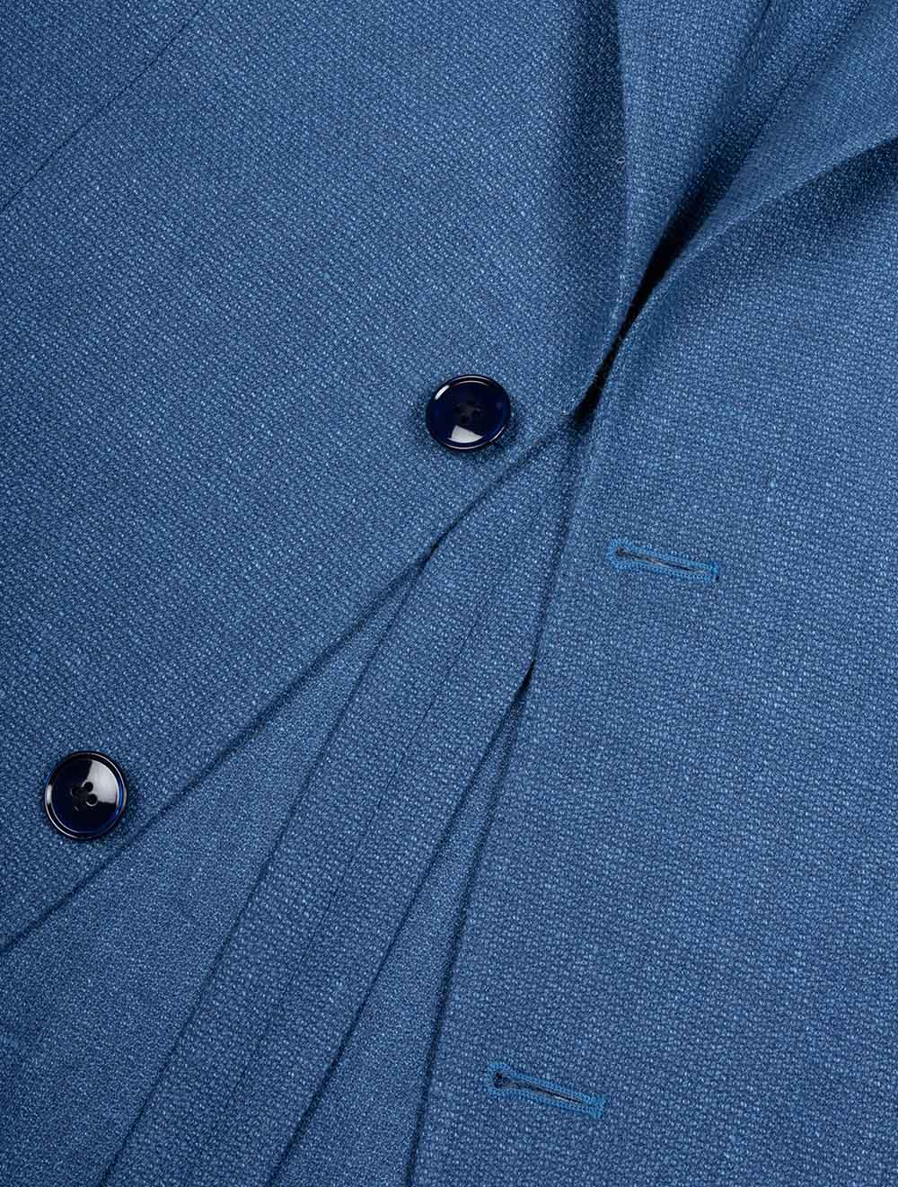 Wool Linen Blend Sport Jacket Blue - Image 3