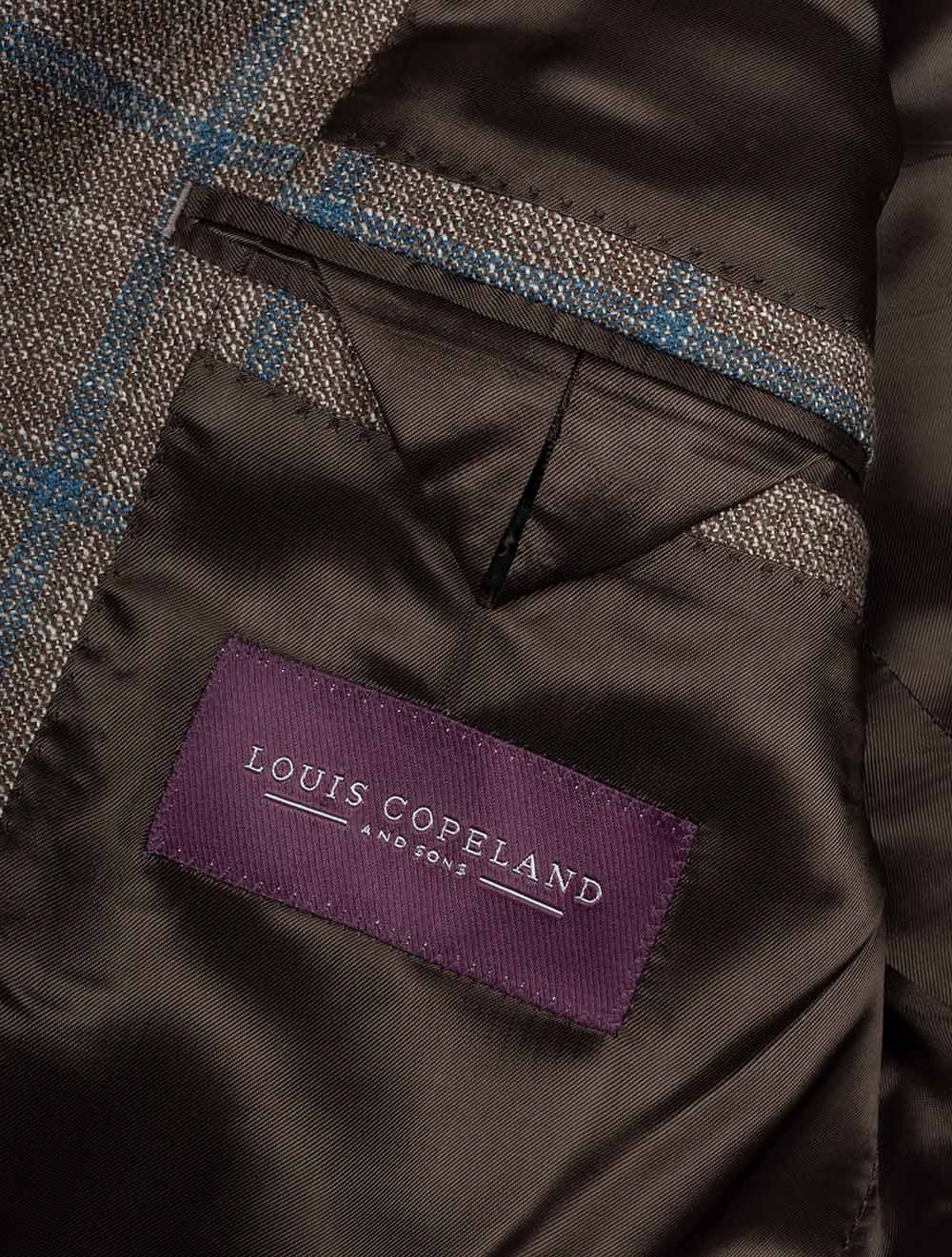 Wool Silk Cashmere Check Jacket Brown - Image 5