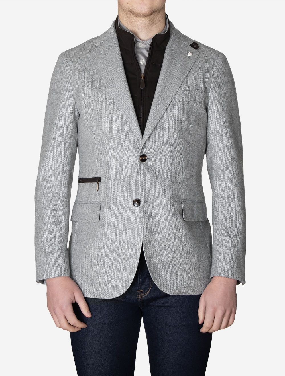 Herringbone Scooter Jacket Grey - Image 2