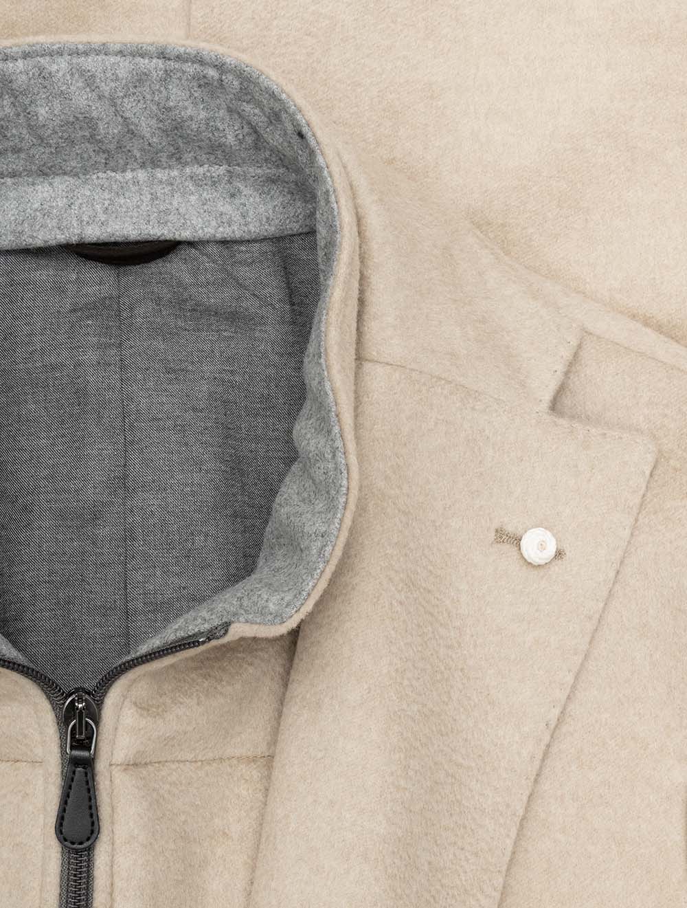 Single Breasted Wool & Cashmere Blend Overcoat Beige - Image 2