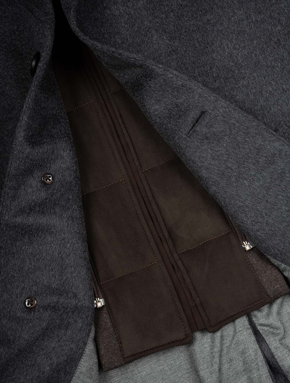 Single Breasted Wool & Cashmere Blend Overcoat Charcoal - Image 7