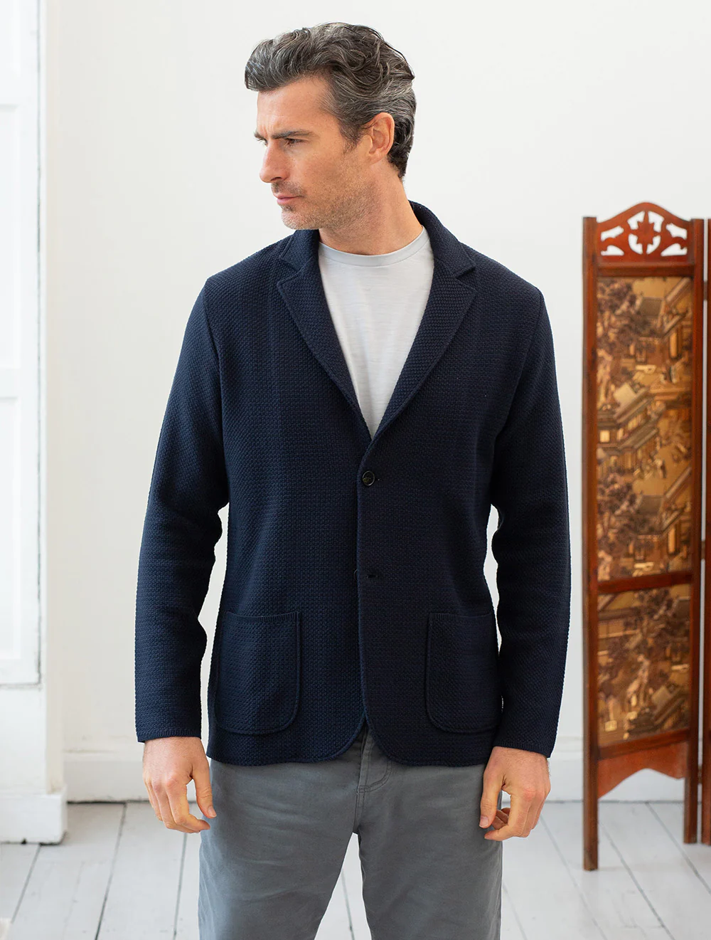 Pave Stitch Swacket 2 Button Navy - Image 2