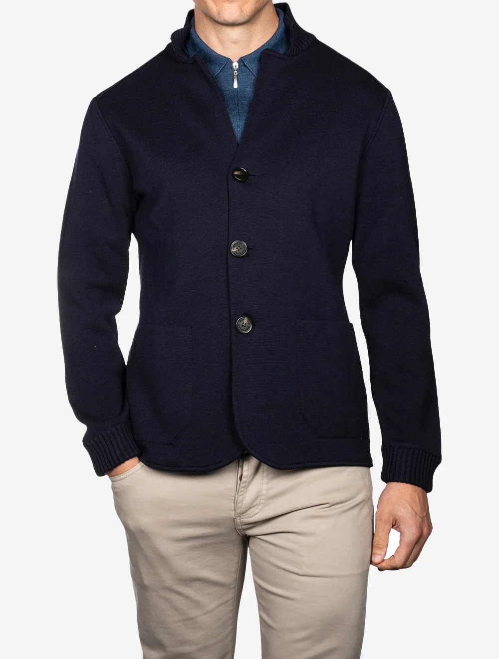 Swacket 3 Button Milano Stitch Navy - Image 2