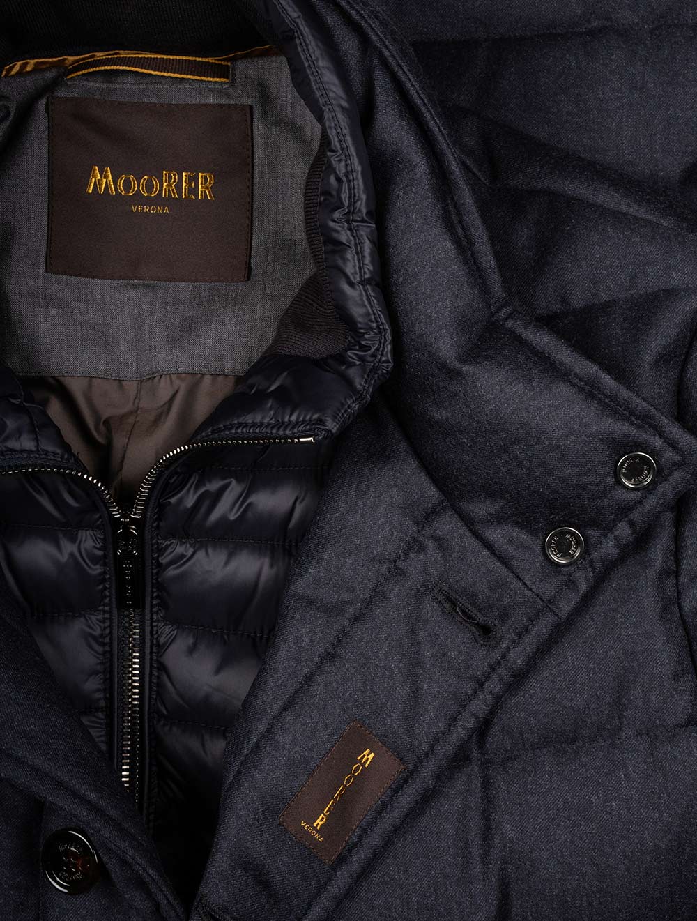 Calegari Padded Coat With Insert Blue Grey - Image 4