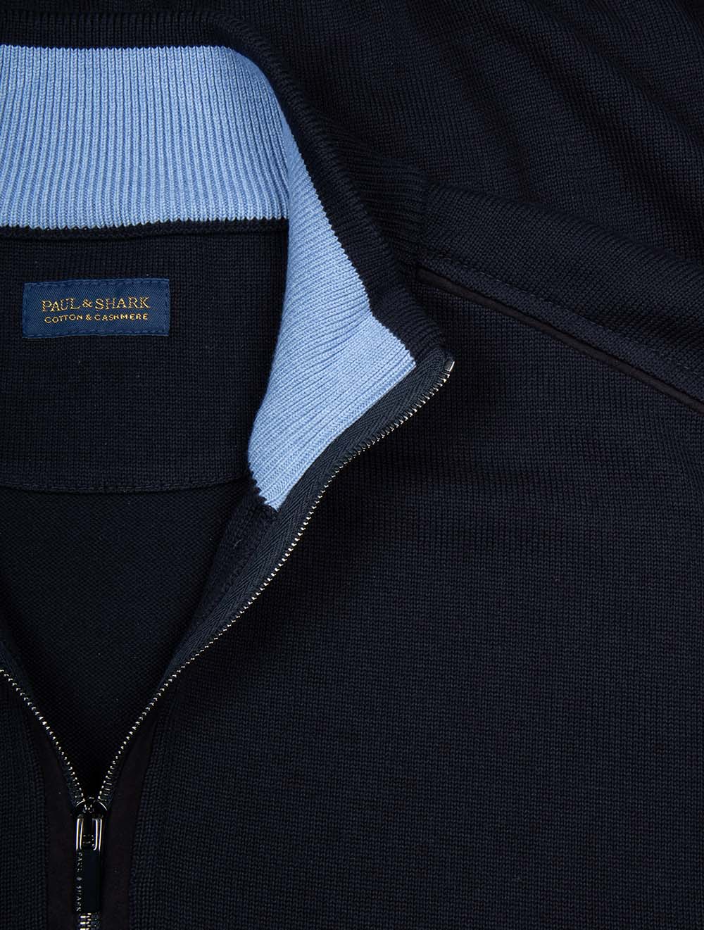 Cotton Cashmere Half Zip Sweater Navy - Image 4
