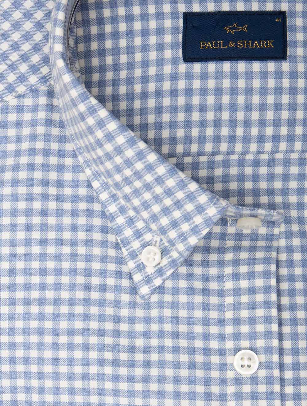 Gingham Check Cotton Shirt Blue - Image 2