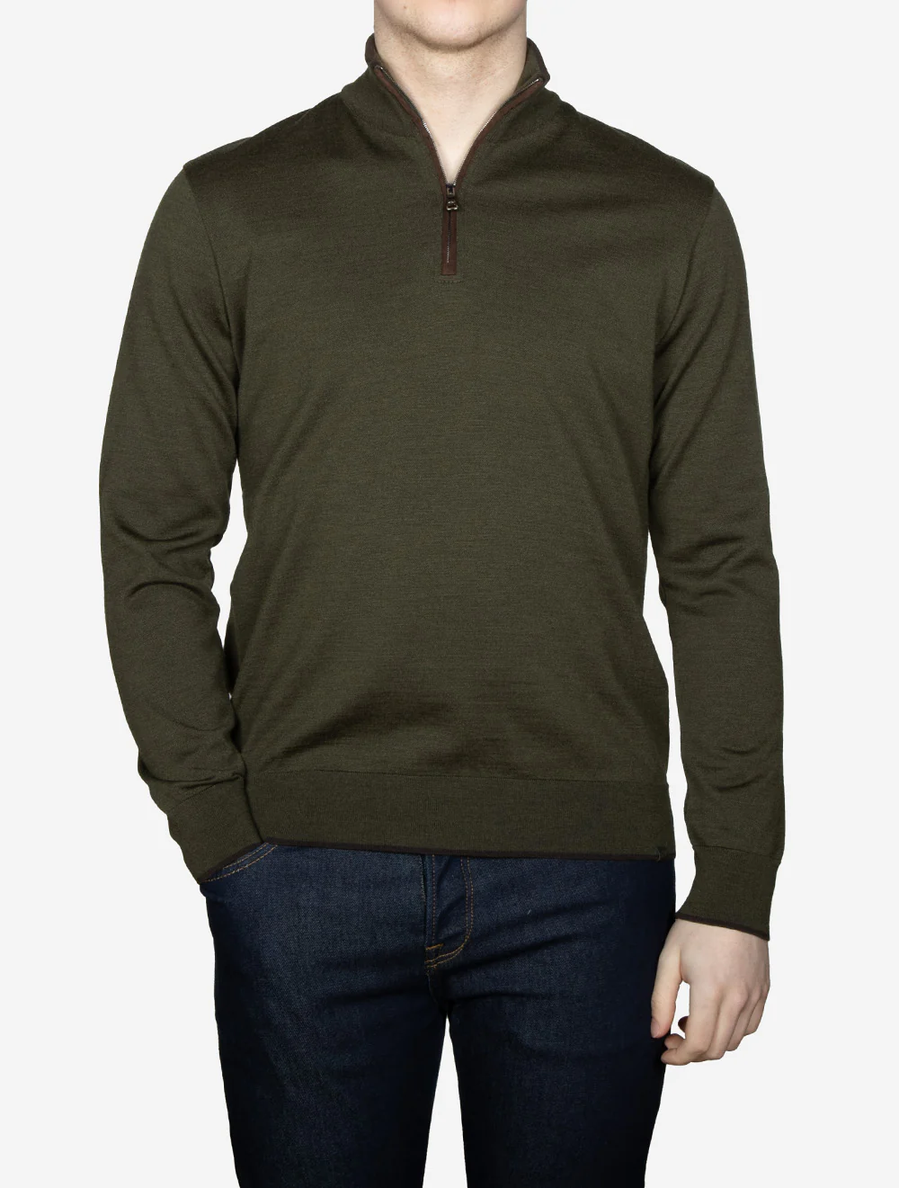 Summer Wool Half Zip Sweater Green - Image 2