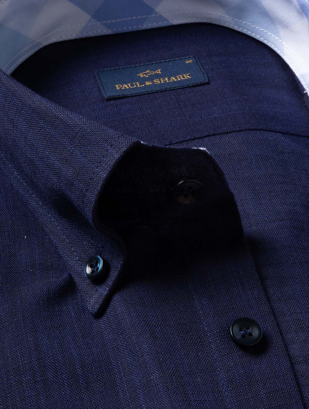 Textured Cotton Button-Down Shirt Navy - Image 3