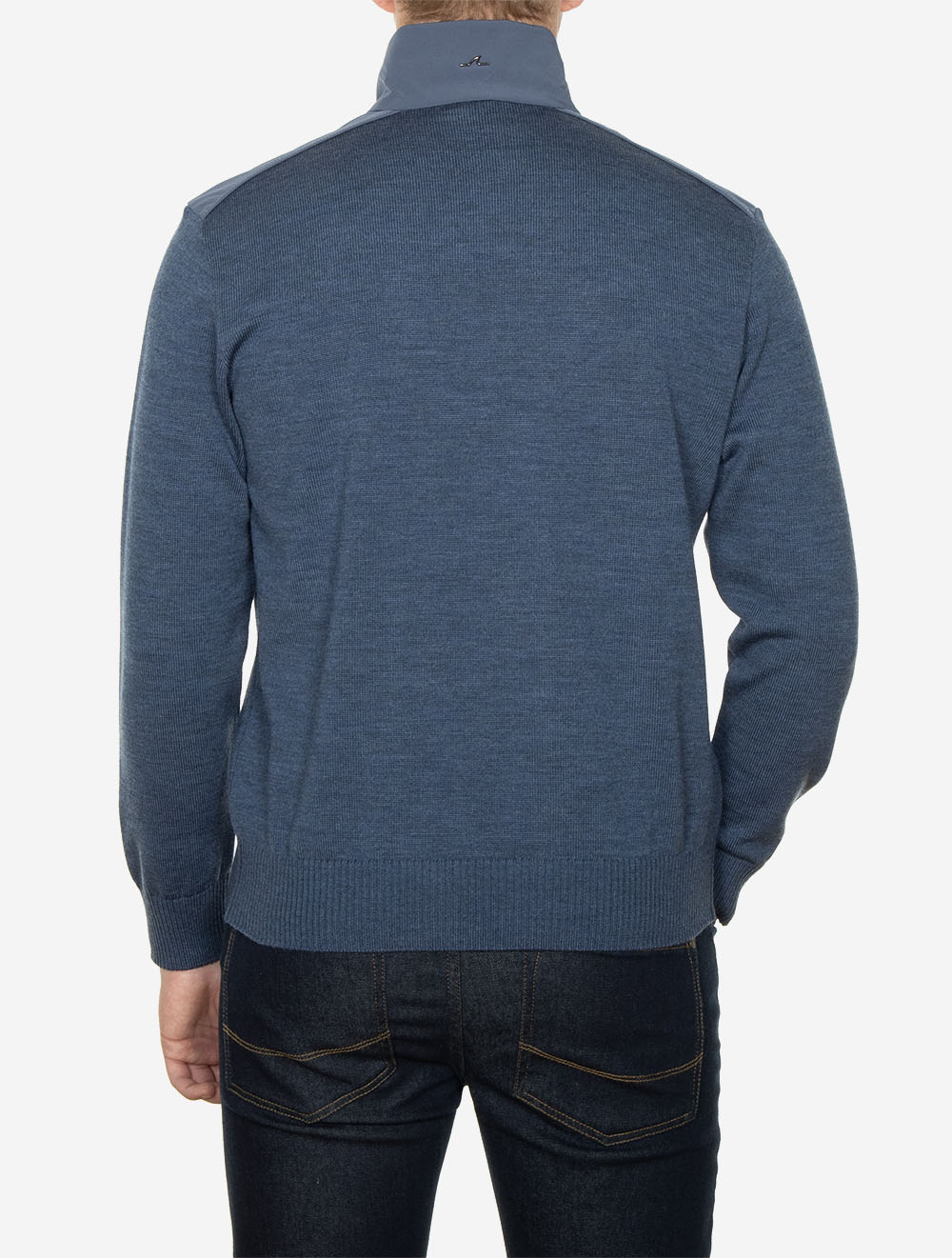 Virgin Wool Half Zip Sweater Blue - Image 3