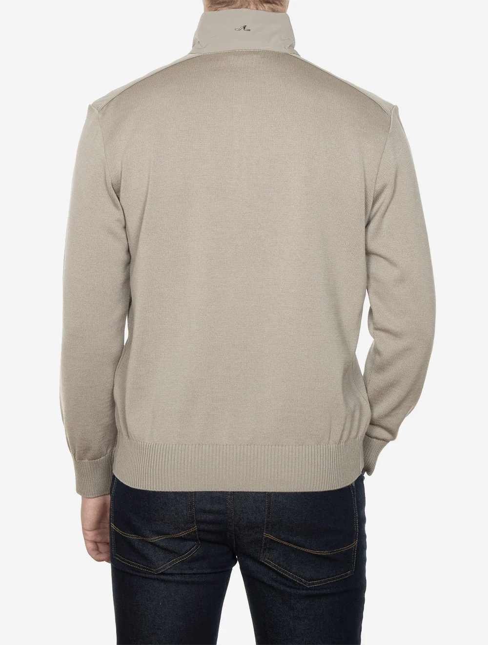 Virgin Wool Half Zip Sweater Sand - Image 3