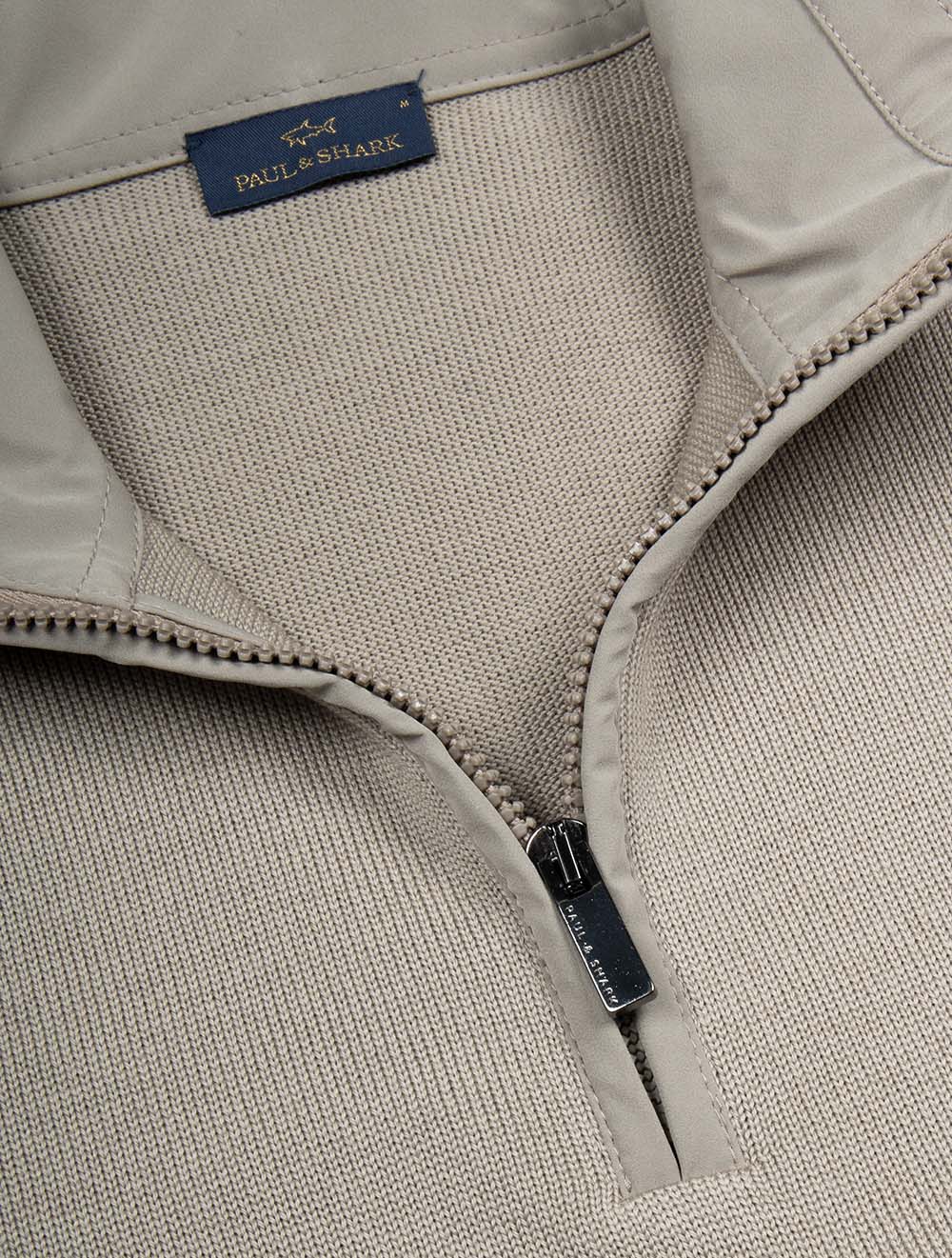 Virgin Wool Half Zip Sweater Sand - Image 4