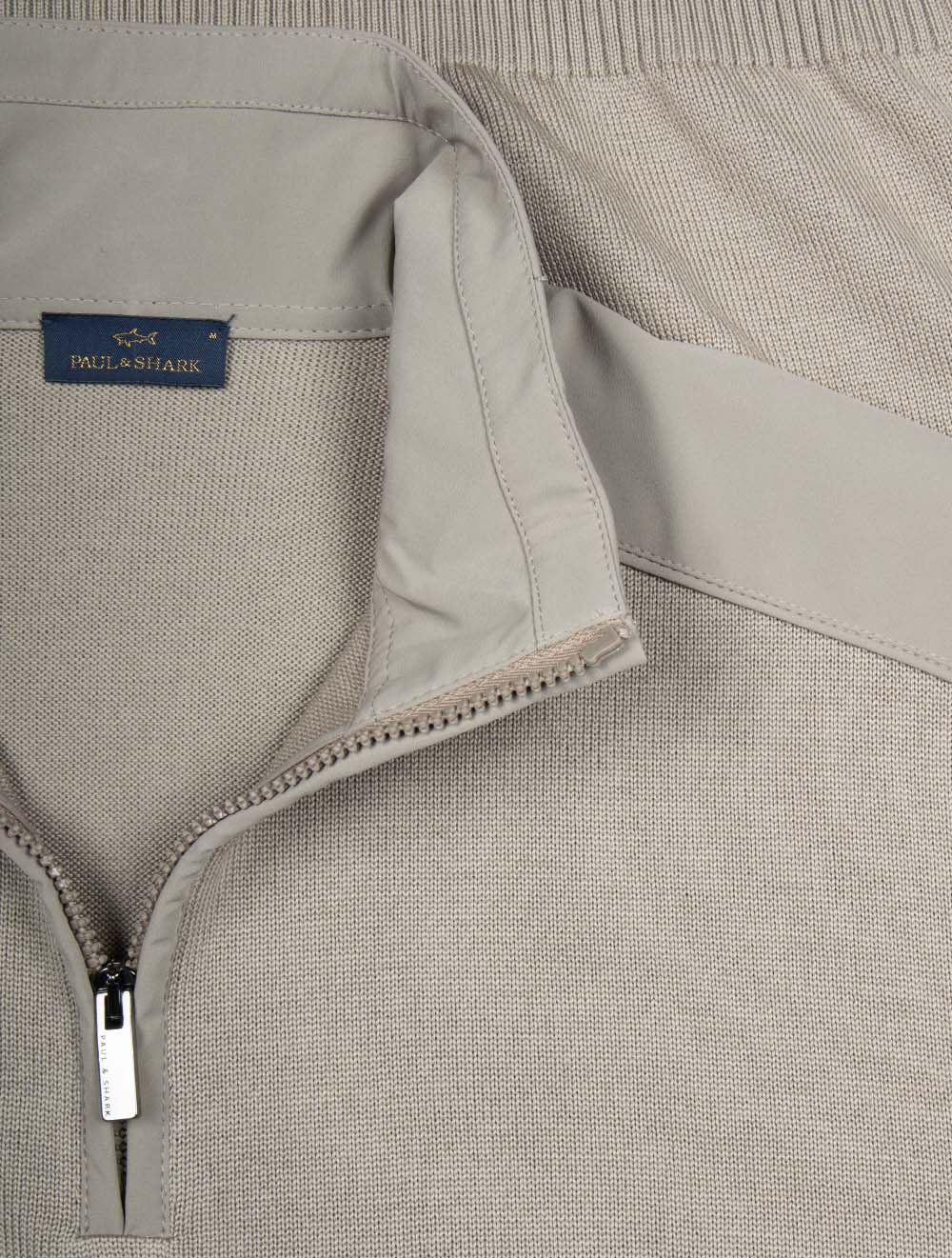 Virgin Wool Half Zip Sweater Sand - Image 5