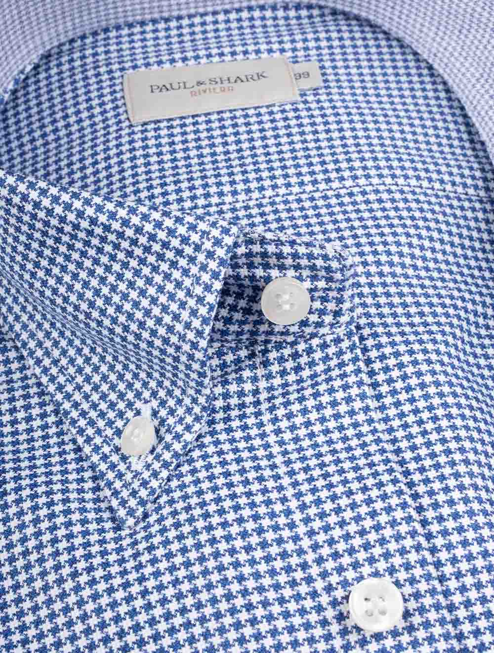Houndstooth Buttondown Shirt Blue - Image 3