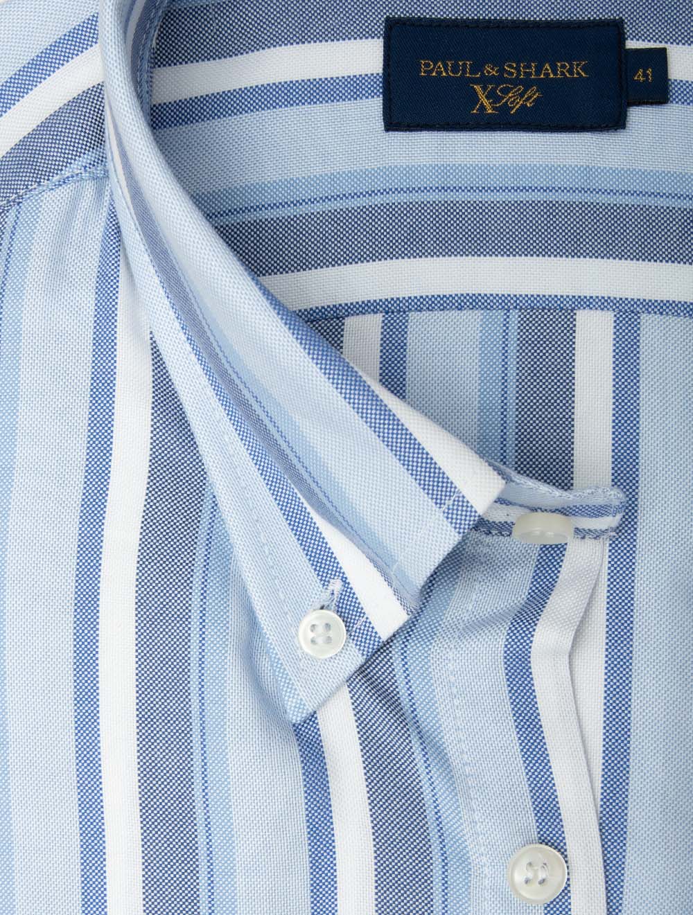 Cotton Twin Stripe Shirt Blue - Image 2