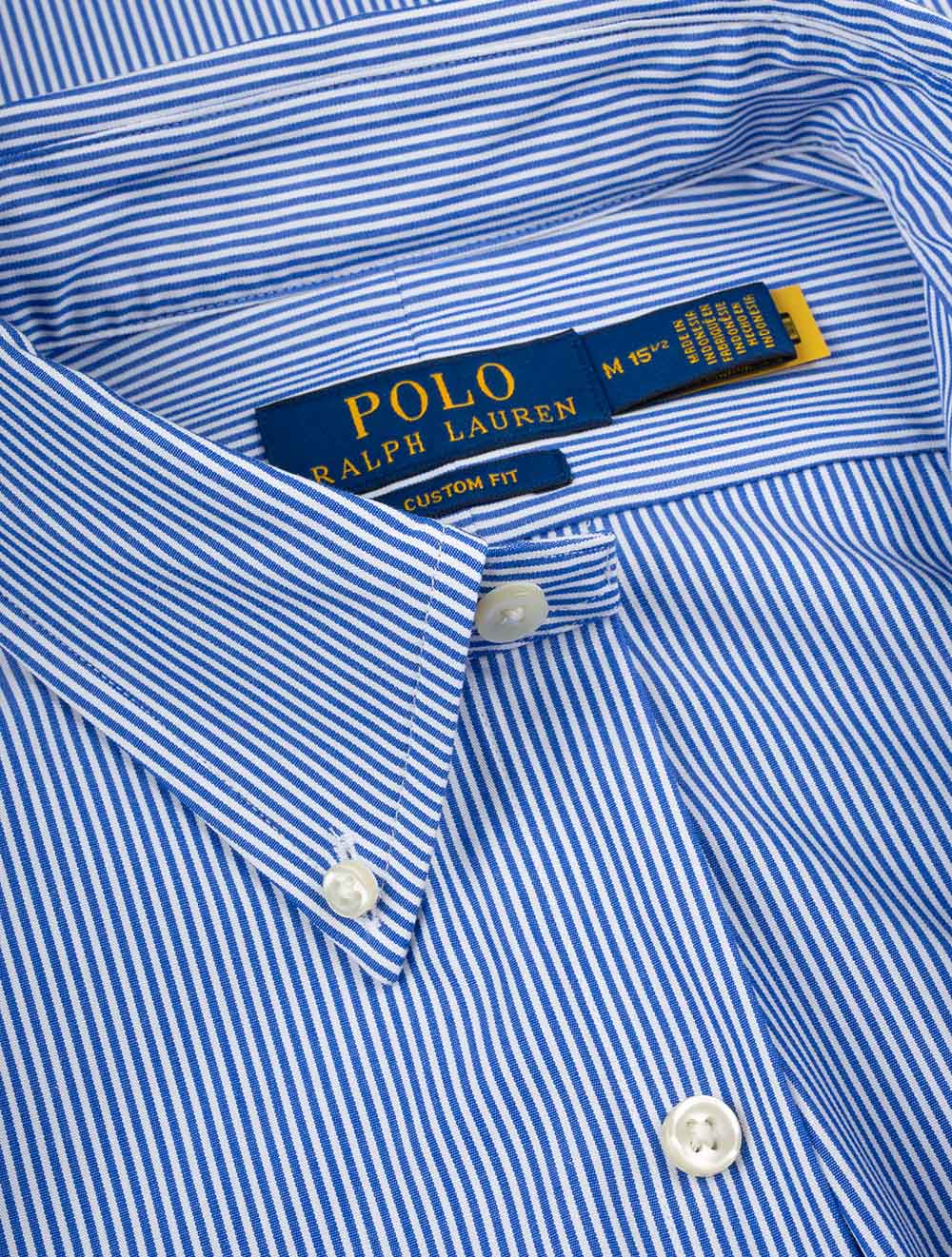 Striped Stretch Button Down Shirt Blue - Image 5