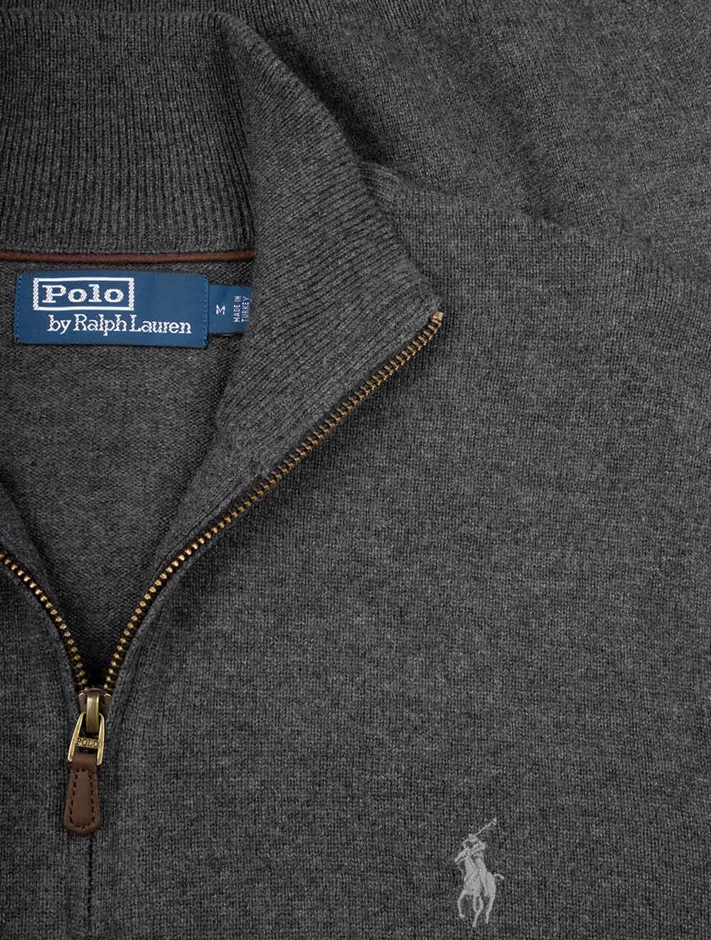 Wool Quarter Zip Jumper Grey - Image 4
