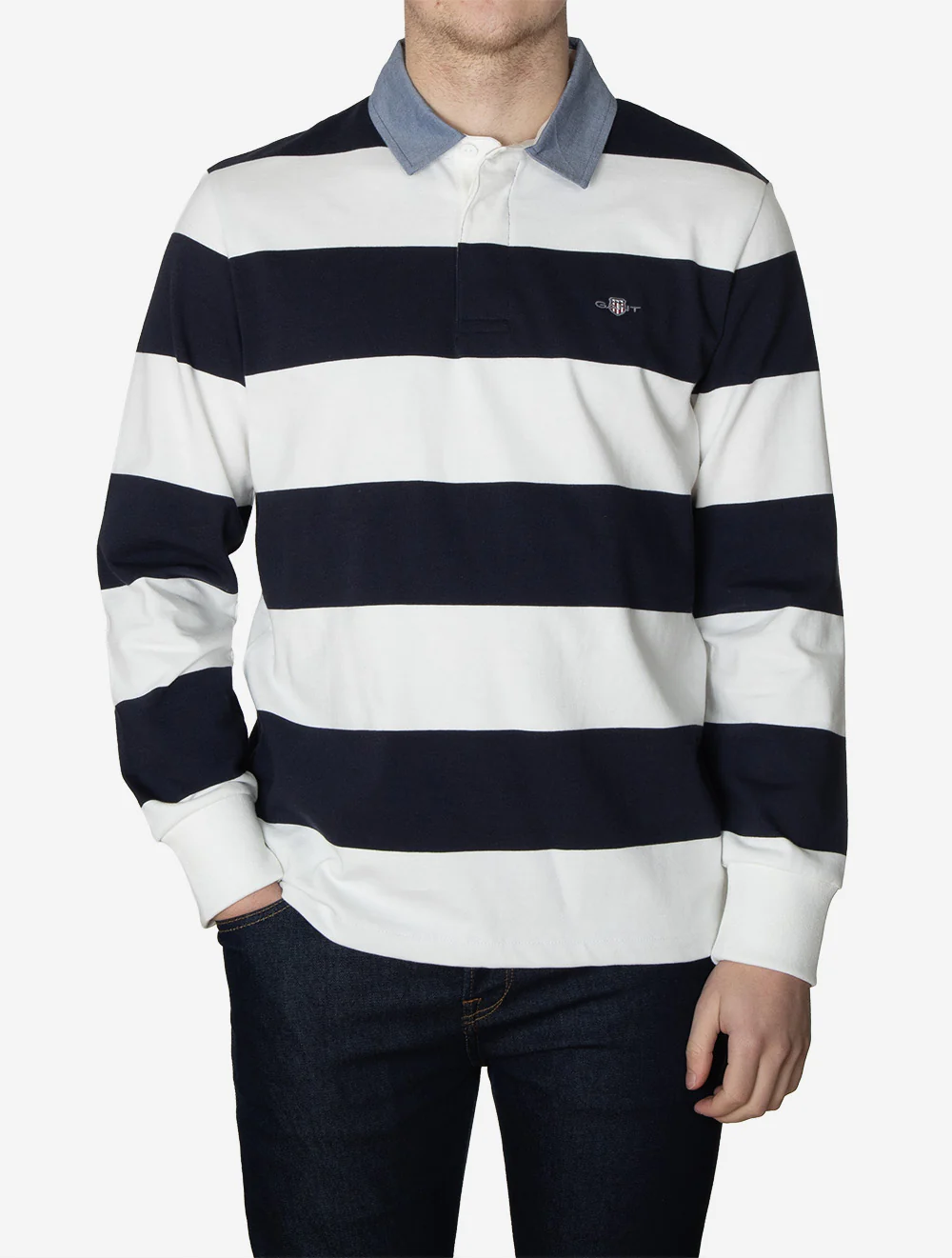 Regular Fit Chambray Stripe Heavy Rugger Eggshell - Image 2