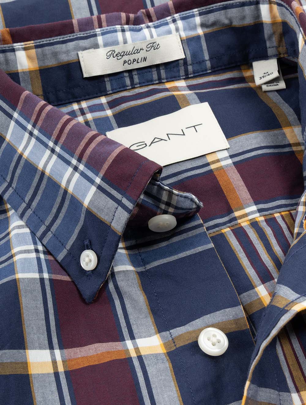 Regular Classic Poplin Check Shirt Persian Blue - Image 3