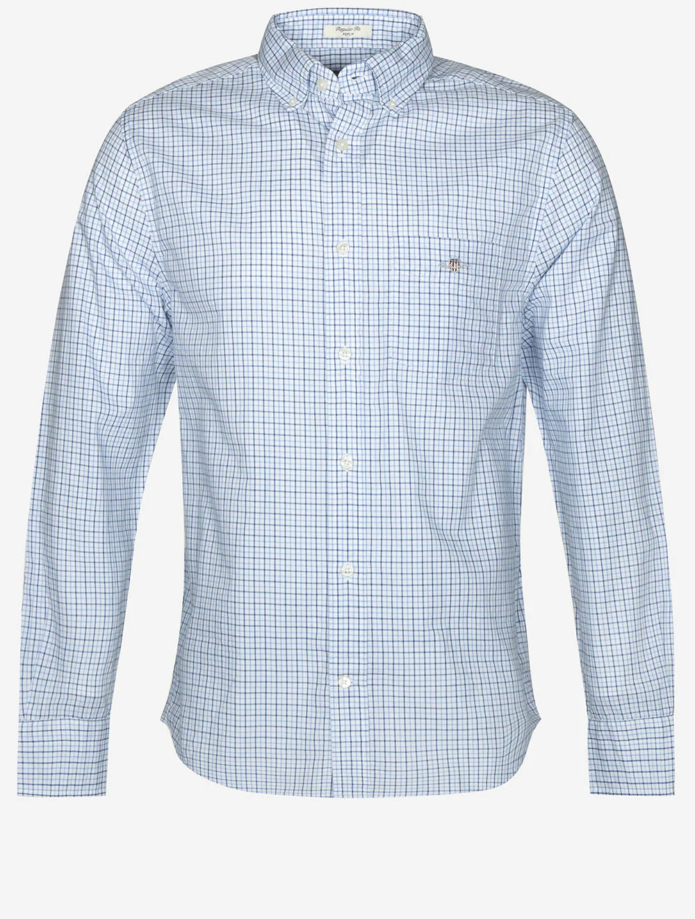 Regular Fit Micro Checked Classic Poplin Shirt Clear Sky