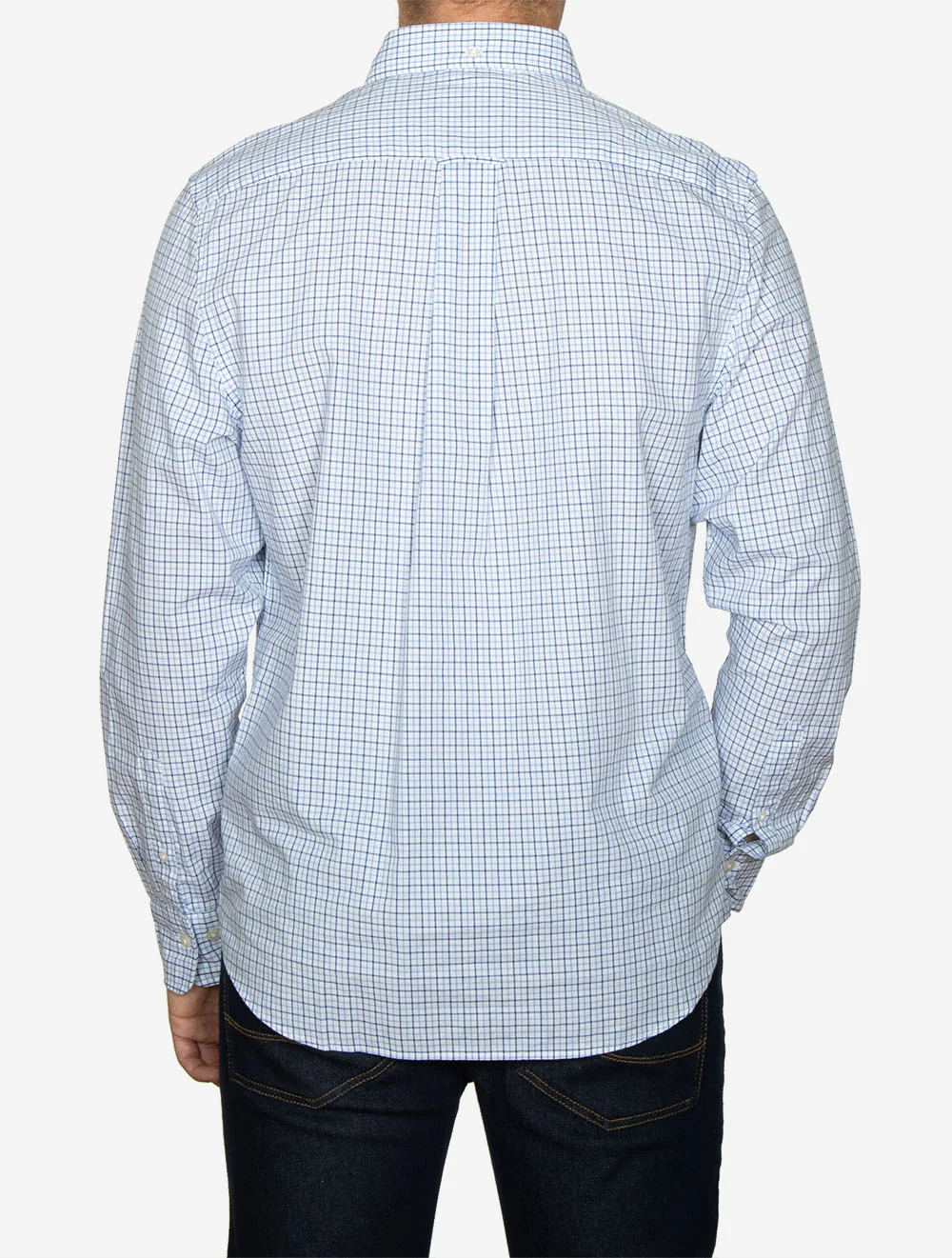 Regular Fit Micro Checked Classic Poplin Shirt Clear Sky - Image 3