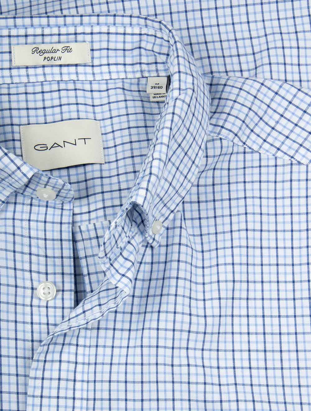 Regular Fit Micro Checked Classic Poplin Shirt Clear Sky - Image 4