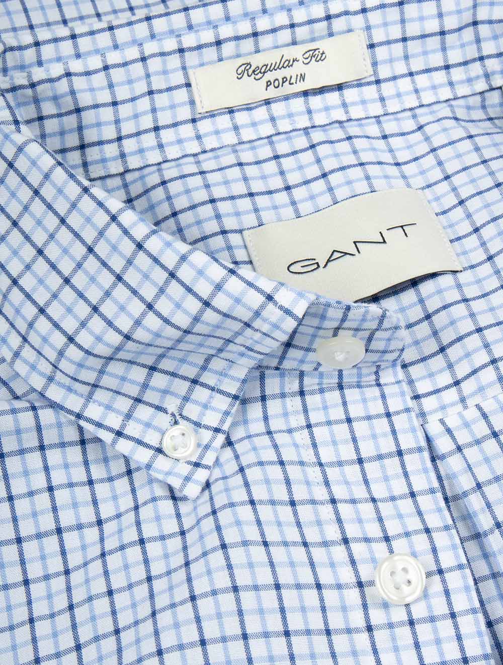 Regular Fit Micro Checked Classic Poplin Shirt Clear Sky - Image 5