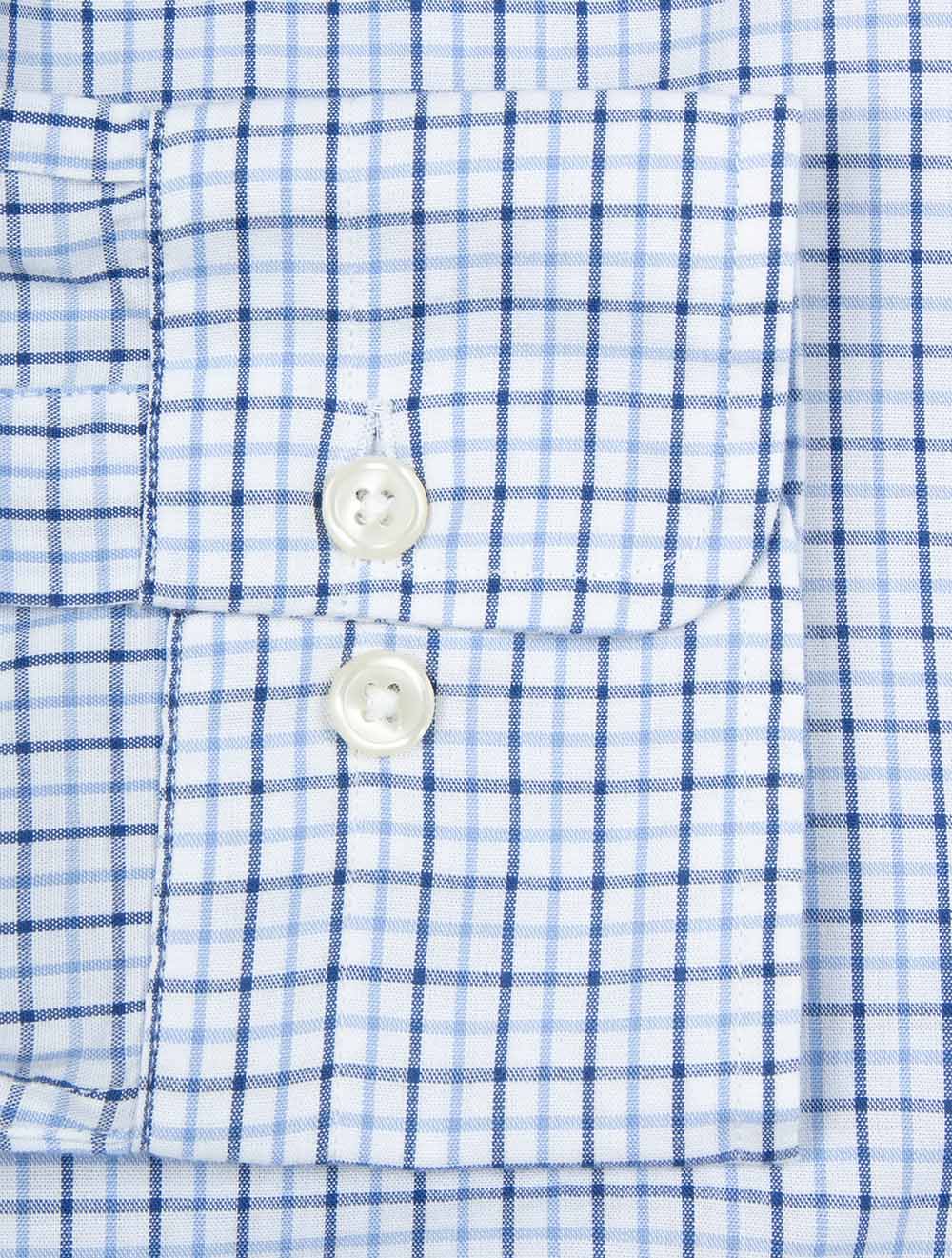 Regular Fit Micro Checked Classic Poplin Shirt Clear Sky - Image 7