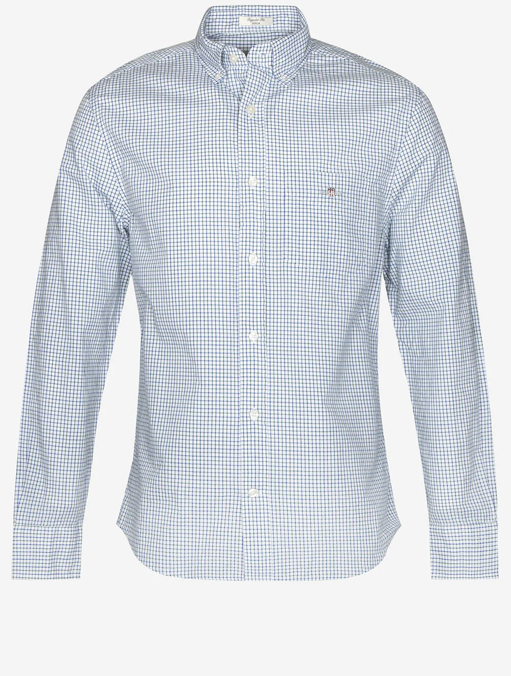 Regular Fit Micro Checked Classic Poplin Shirt Forest Green