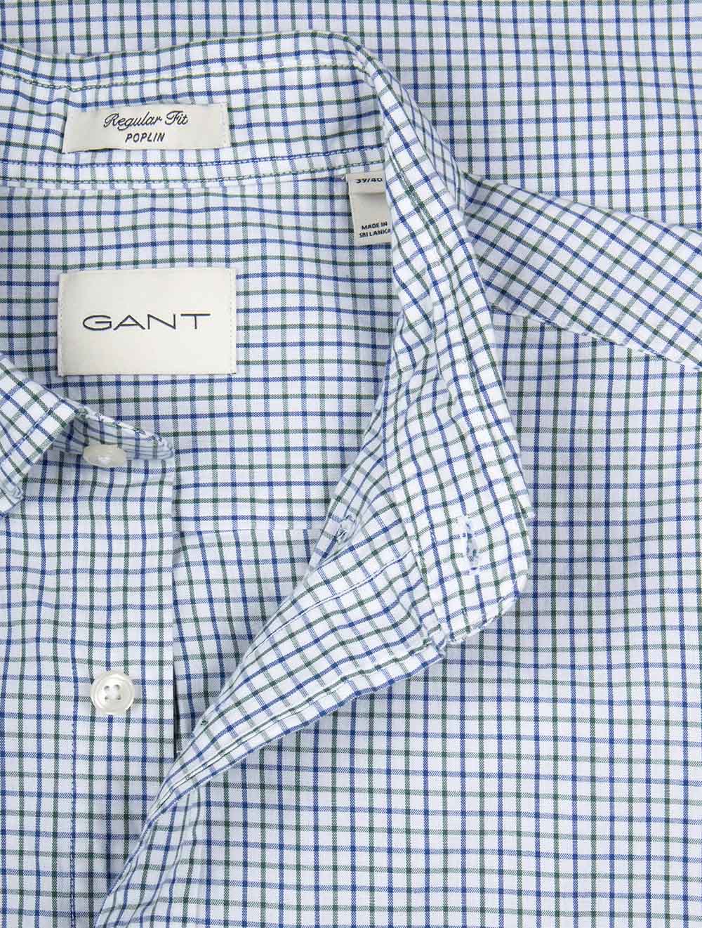 Regular Fit Micro Checked Classic Poplin Shirt Forest Green - Image 2