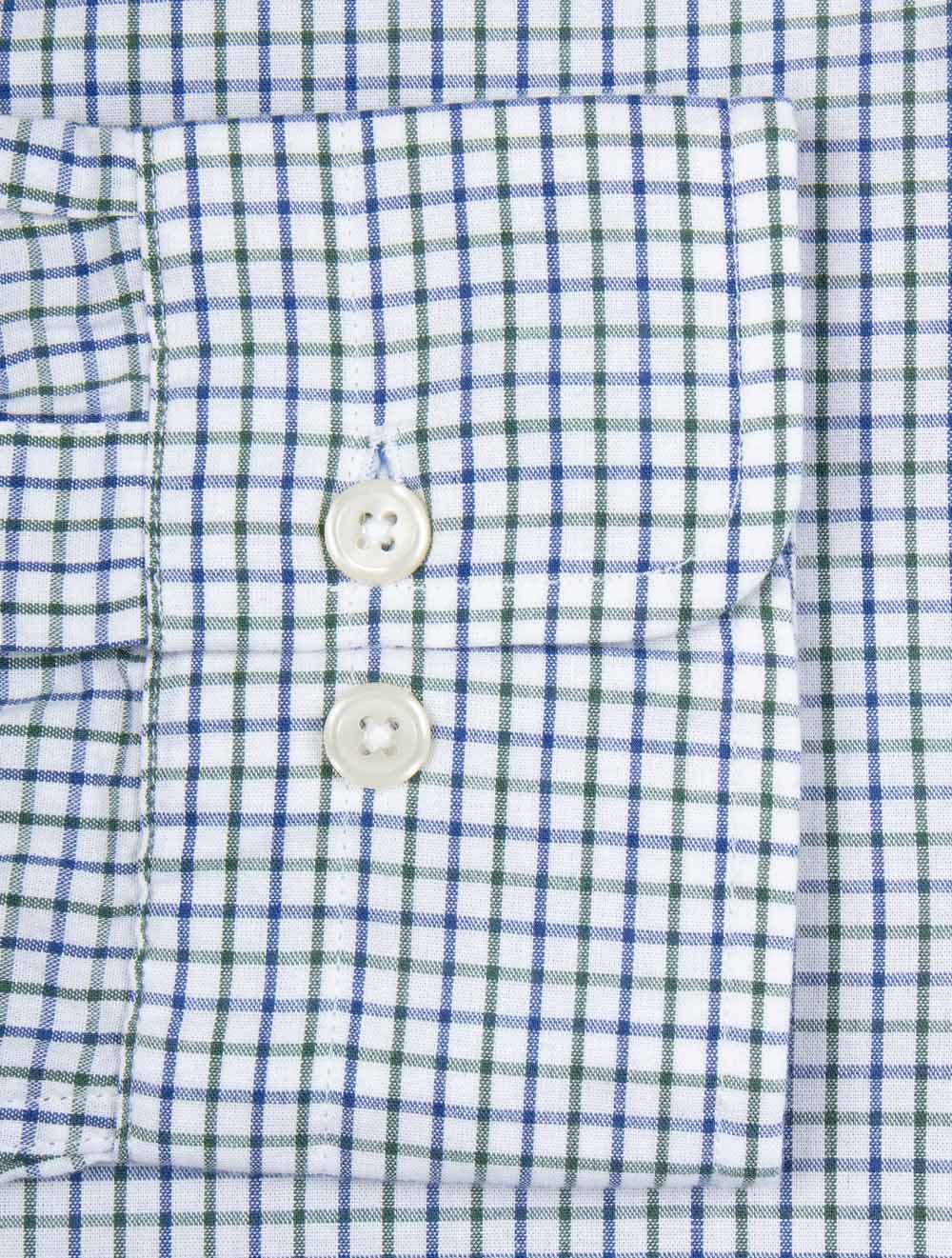 Regular Fit Micro Checked Classic Poplin Shirt Forest Green - Image 5
