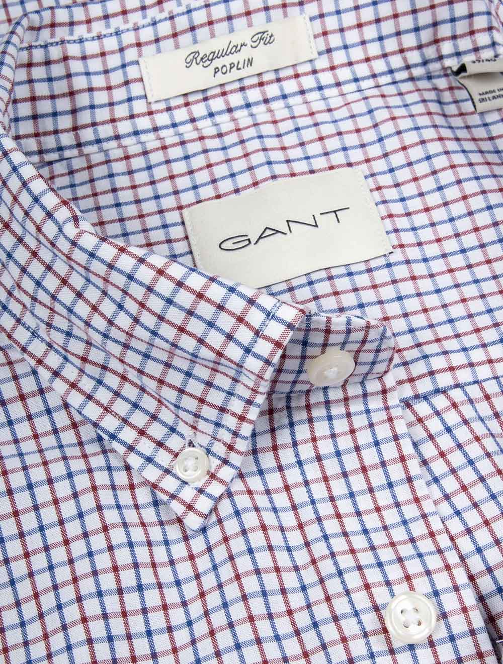 Regular Fit Micro Checked Classic Poplin Shirt Plumped Red - Image 5