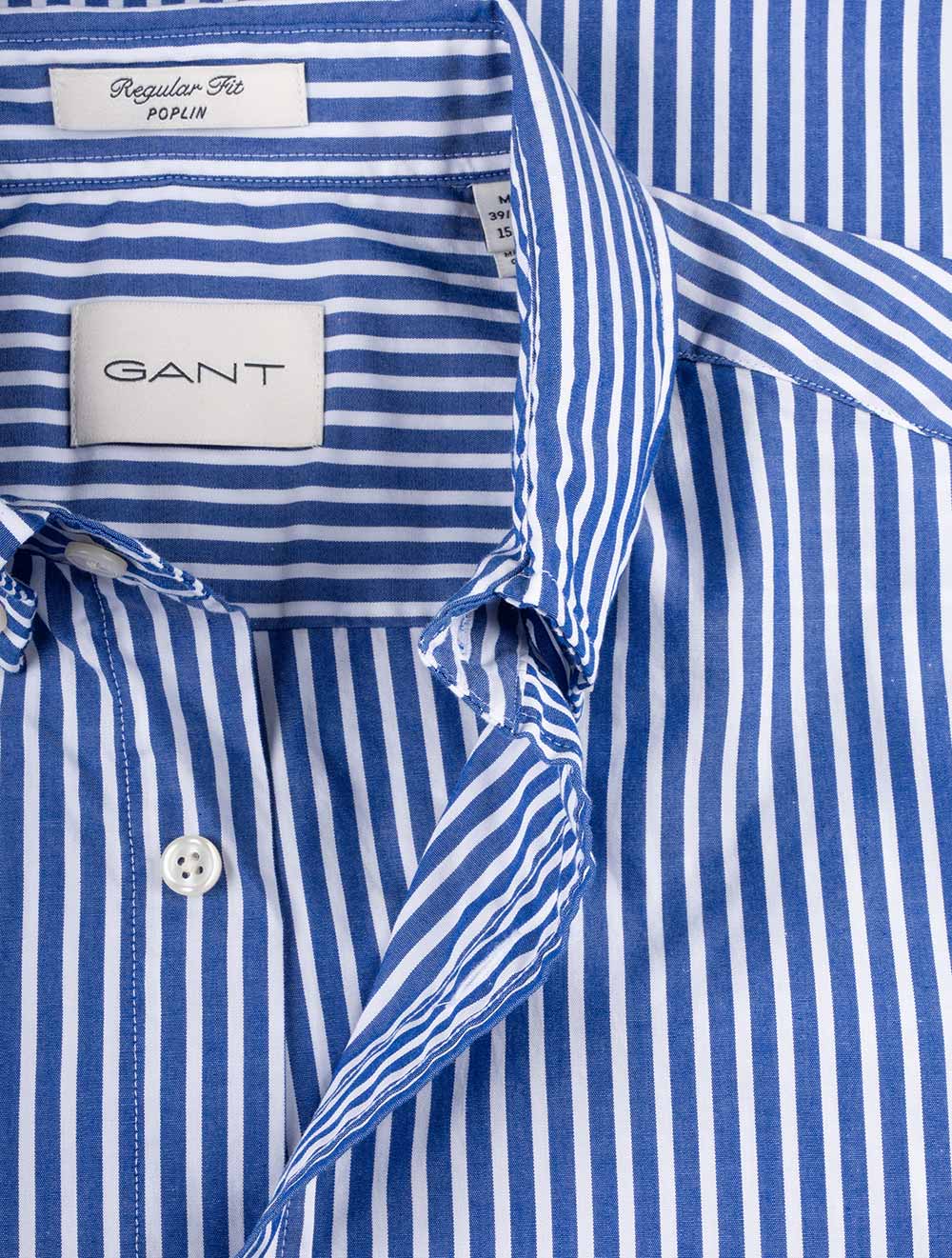 Regular Classic Poplin Stripe Shirt College Blue - Image 4