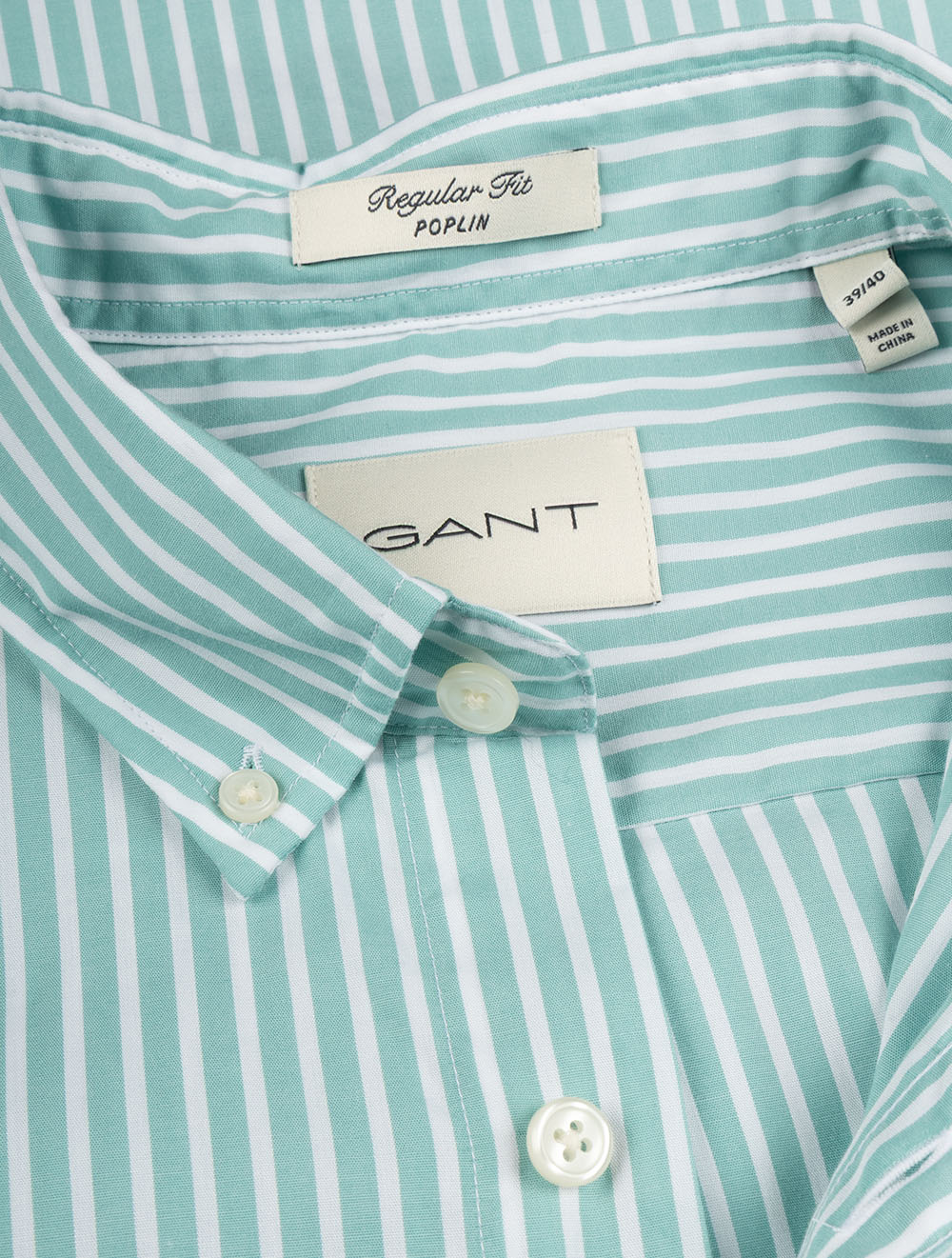 Regular Classic Poplin Stripe Shirt Muted Turquoise - Image 6