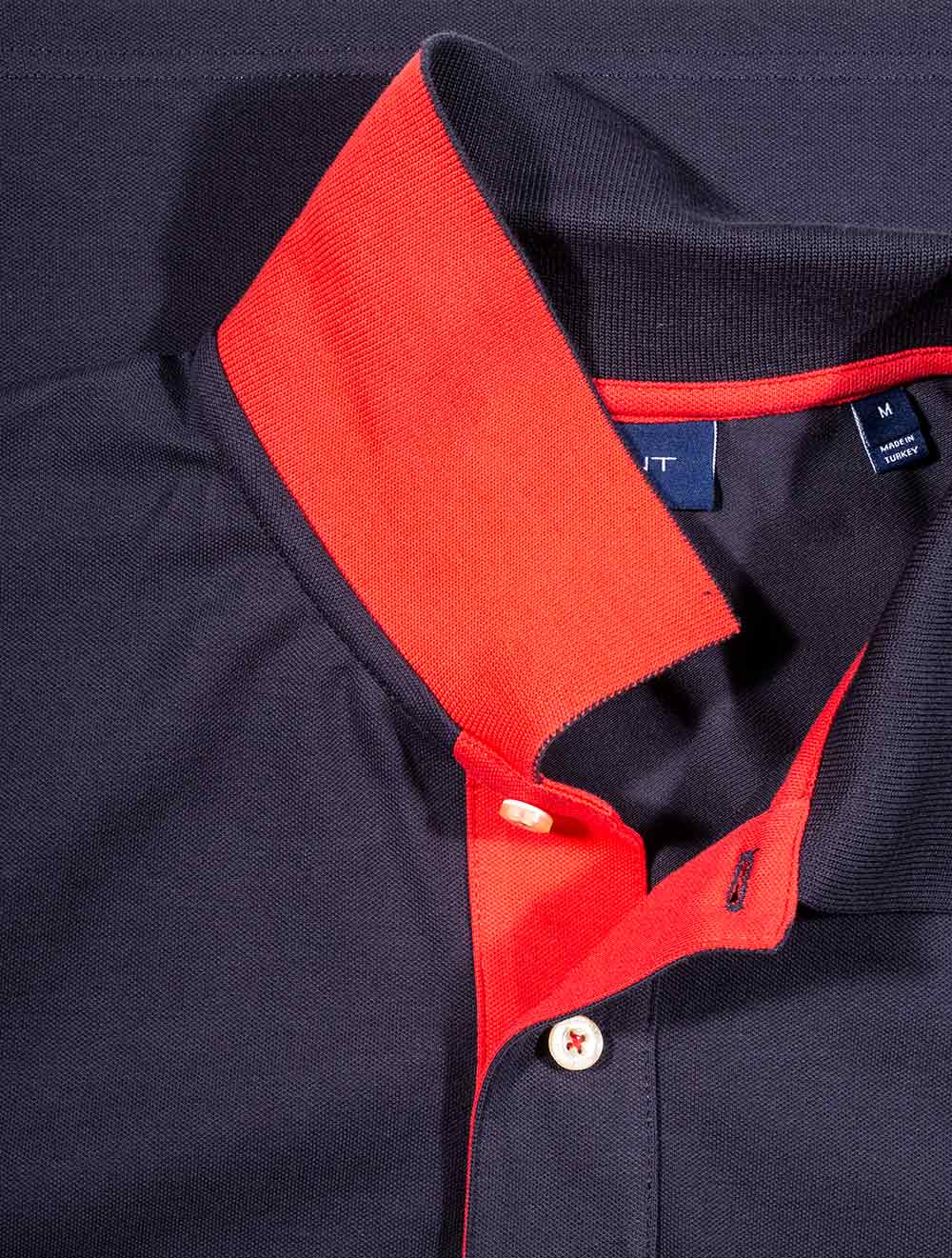Contrast Short Sleeve Piqué Regular Fit Polo Shirt Evening Blue - Image 6