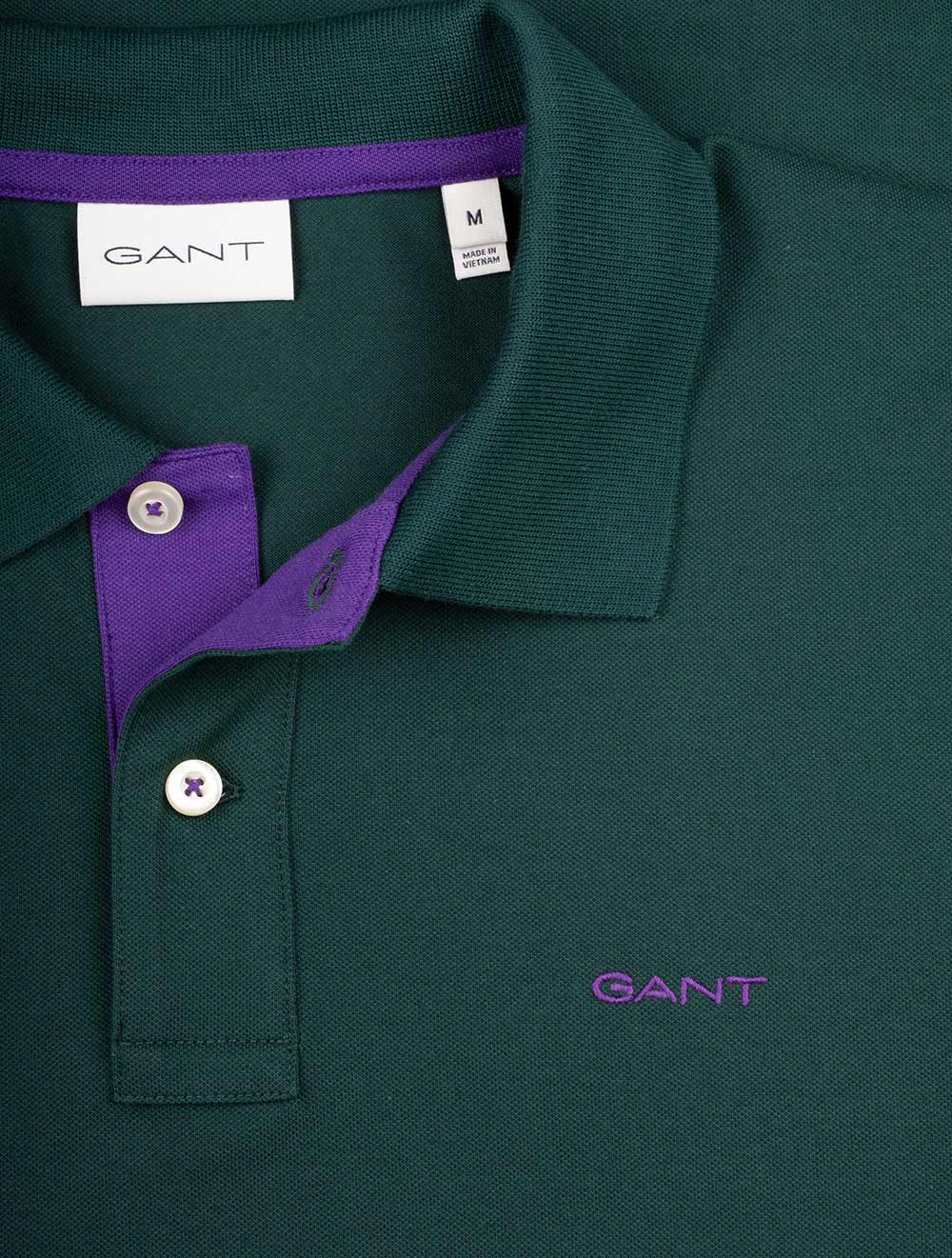 Contrast Piqué Regular Fit Polo Shirt Tartan Green - Image 4
