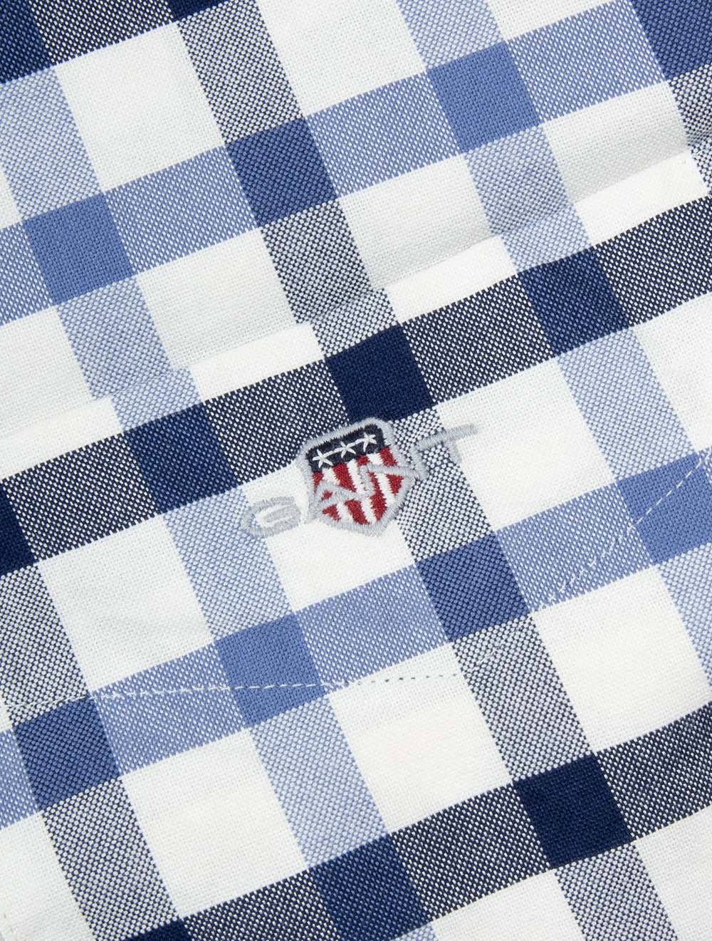 Regular Fit Oxford Check Shirt Faded Denim - Image 4