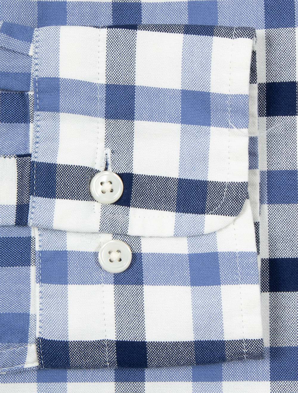 Regular Fit Oxford Check Shirt Faded Denim - Image 5