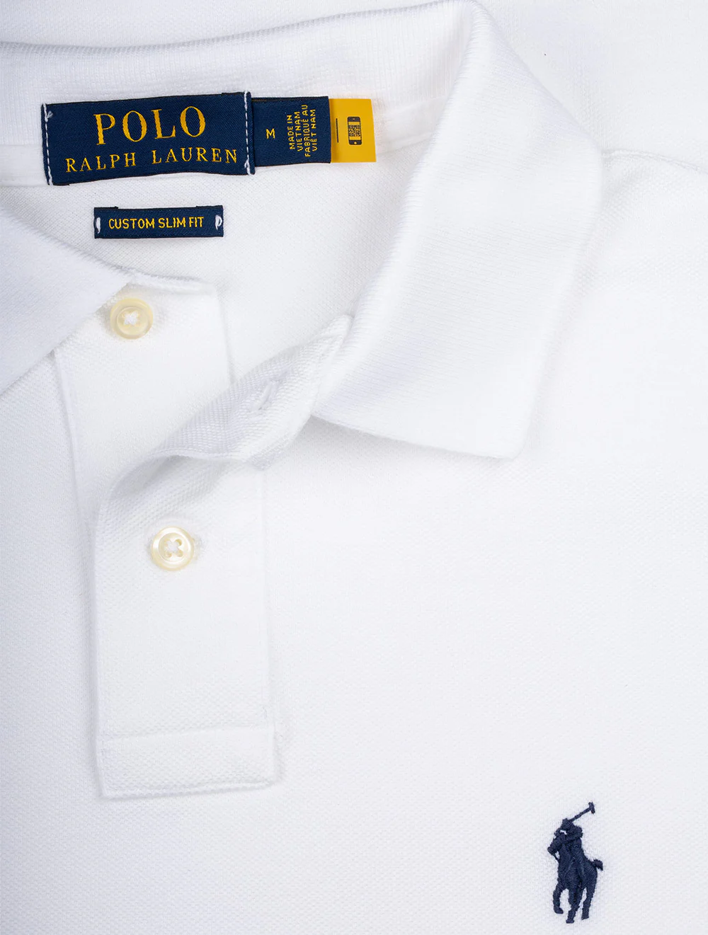 Basic Long Sleeve Mesh Polo Shirt Pure White - Image 4