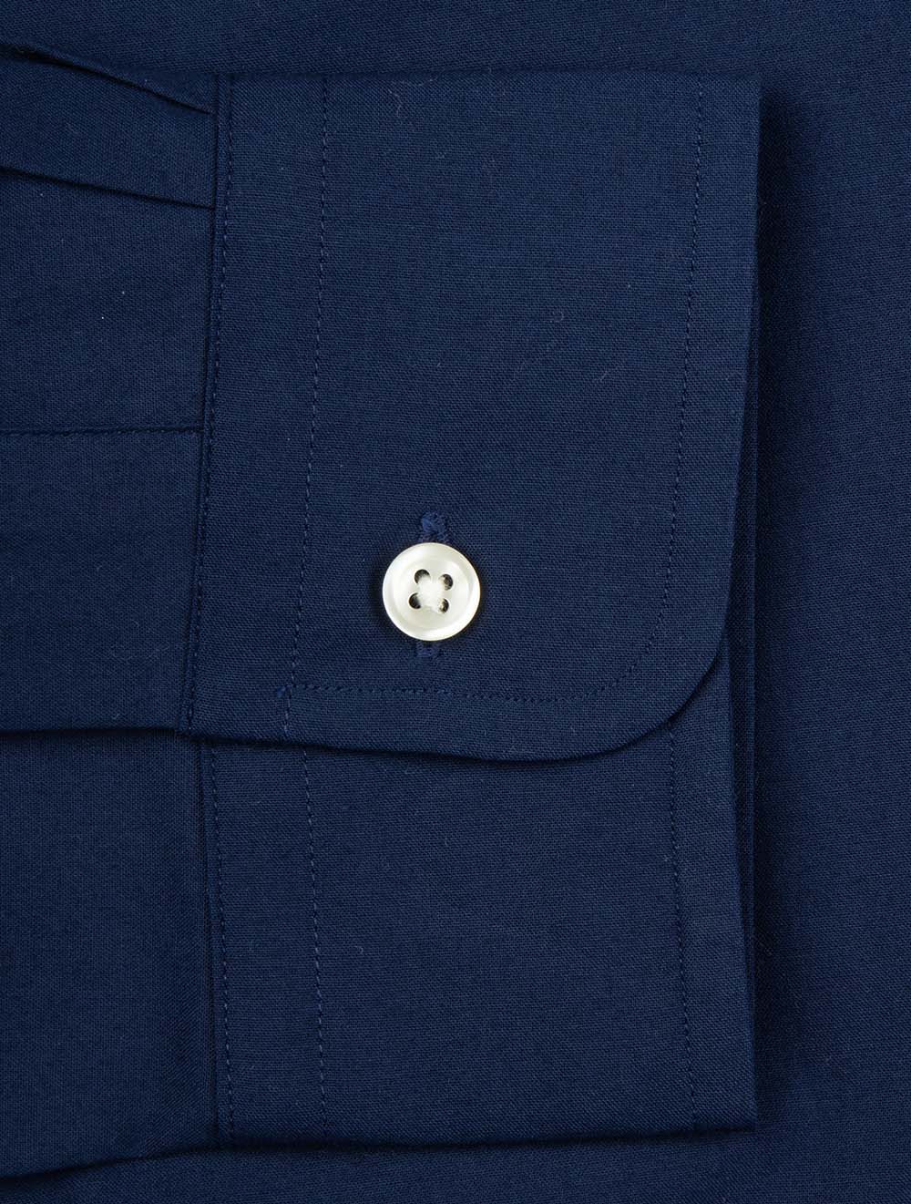 Poplin Button-down Plain Shirt Navy - Image 6
