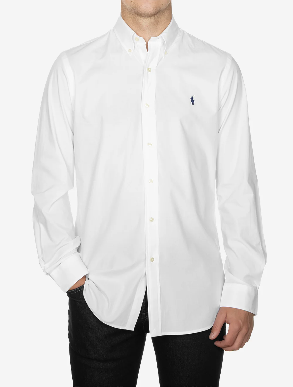 Poplin Button-down Plain Shirt White - Image 2