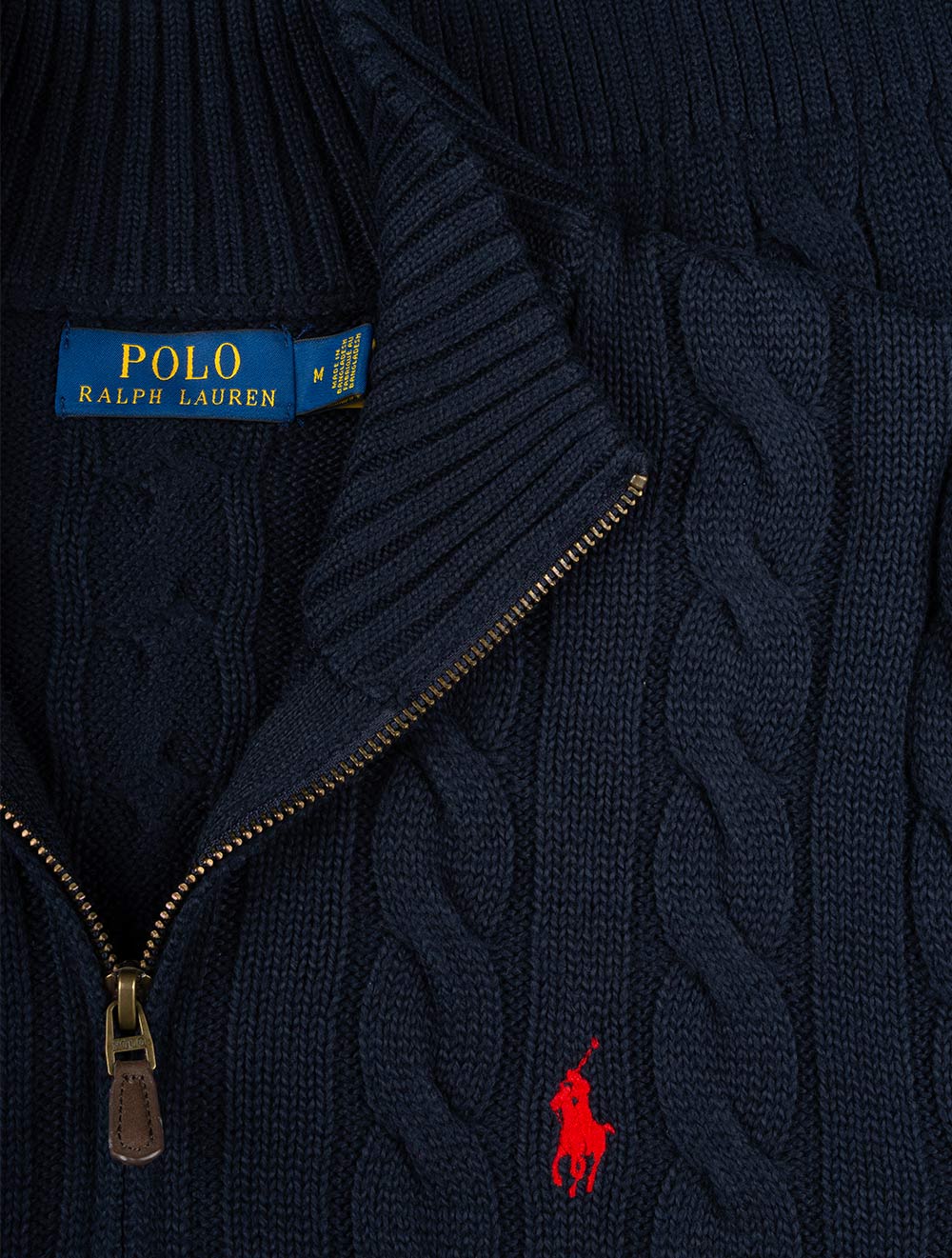 Cable Cotton Quarter Zip Jumper Navy - Image 4