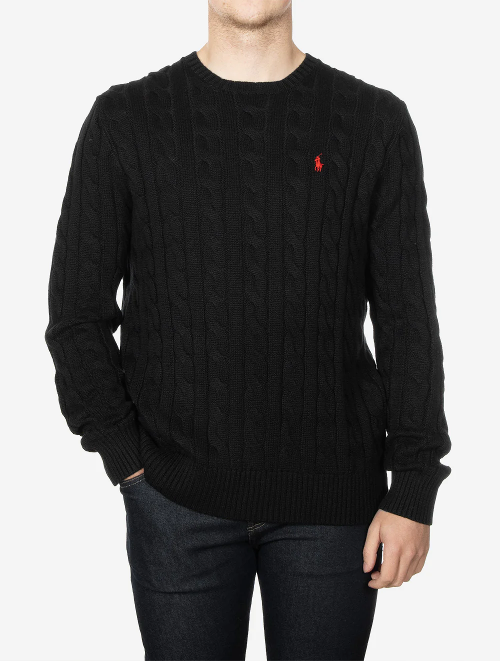 Cable Crew Neck Pullover Black - Image 2