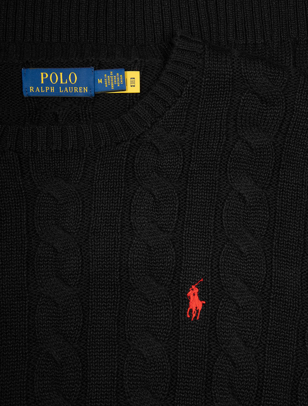 Cable Crew Neck Pullover Black - Image 4