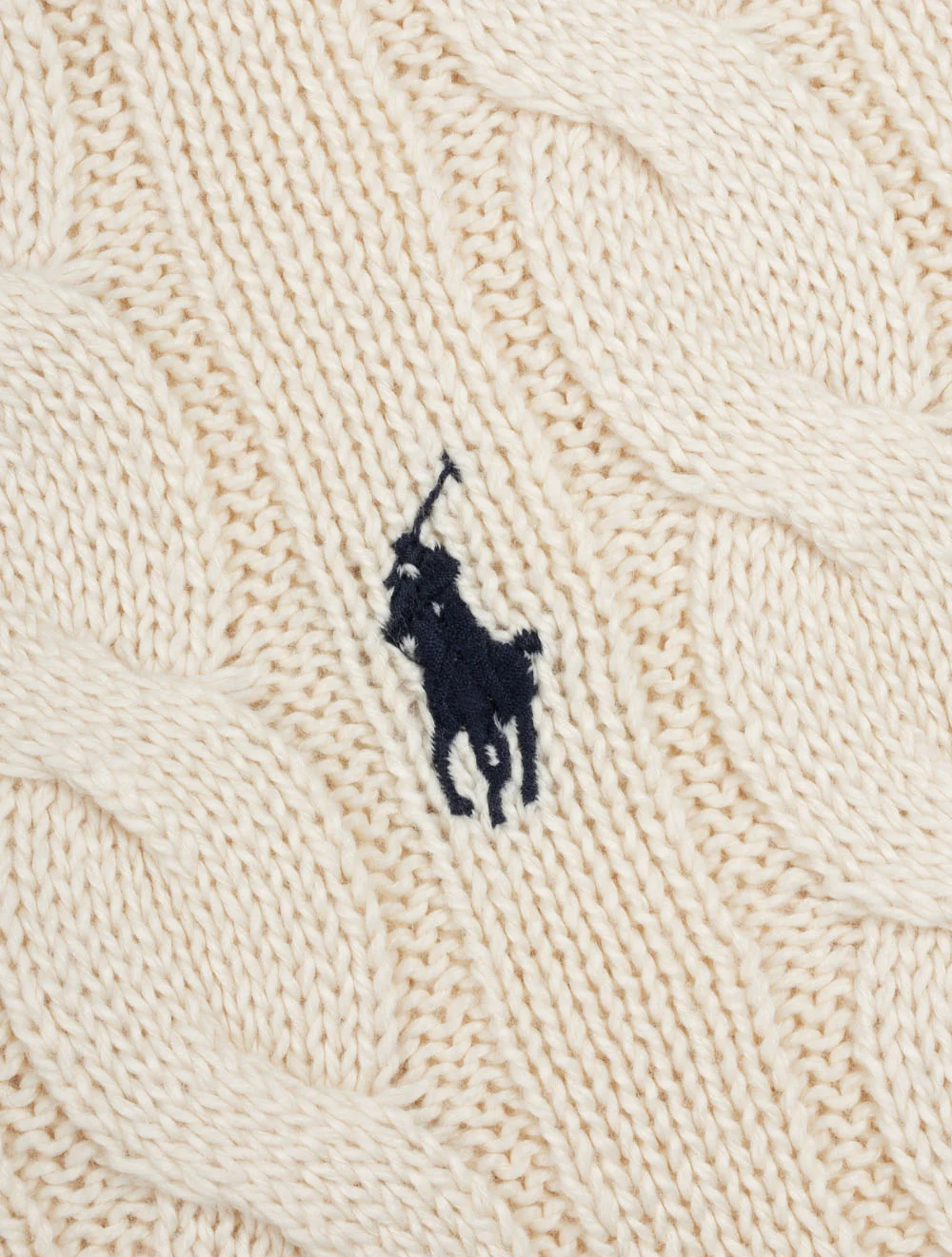 Cable Crew Neck Pullover Cream - Image 5