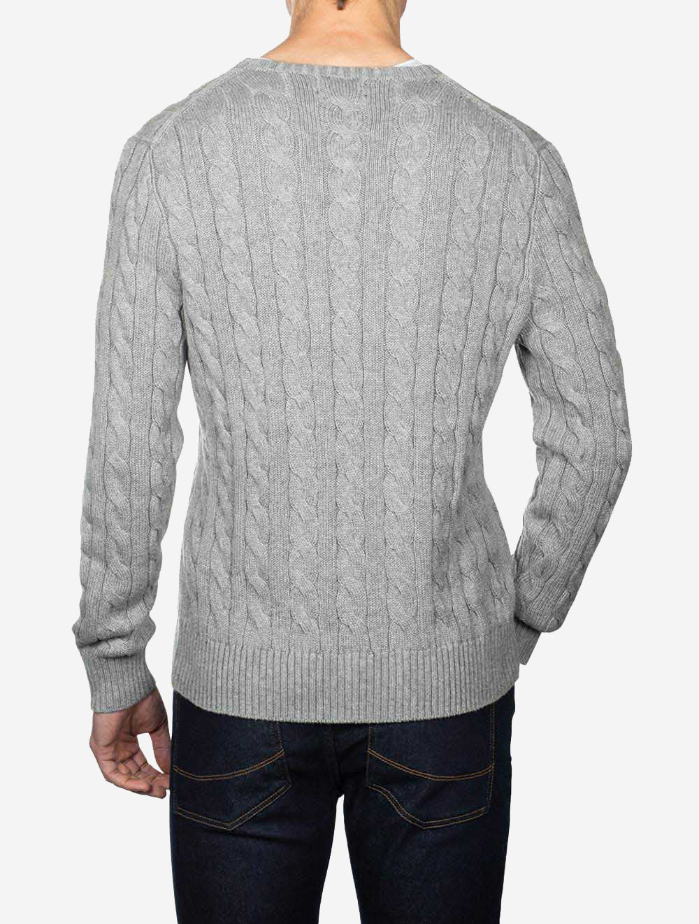 Cable Crew Neck Pullover Grey - Image 3